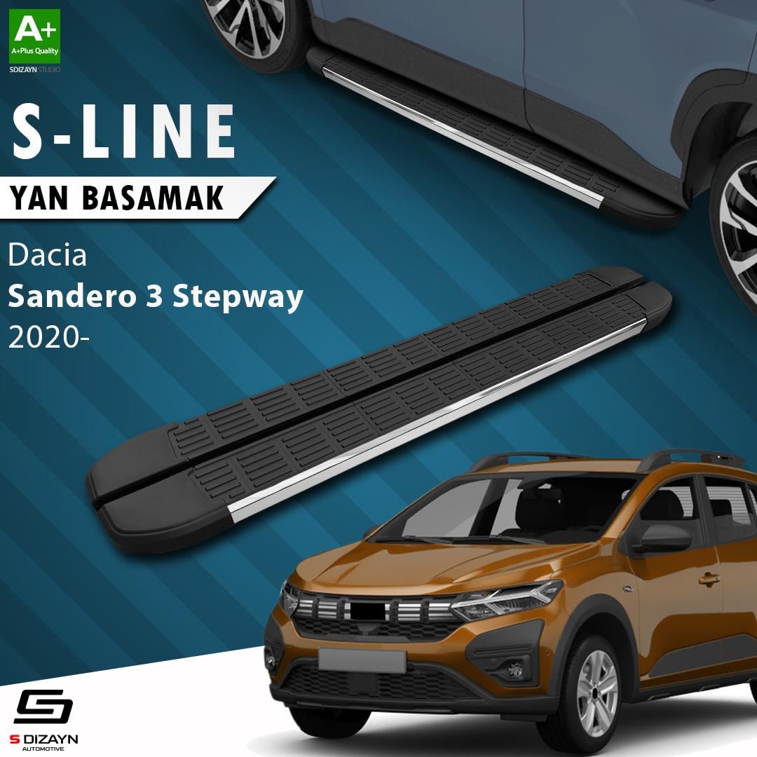 S-Dizayn Dacia Sandero 3 Stepway S-Line Krom Yan Basamak 183 Cm 2020 Üzeri A+ Kalite