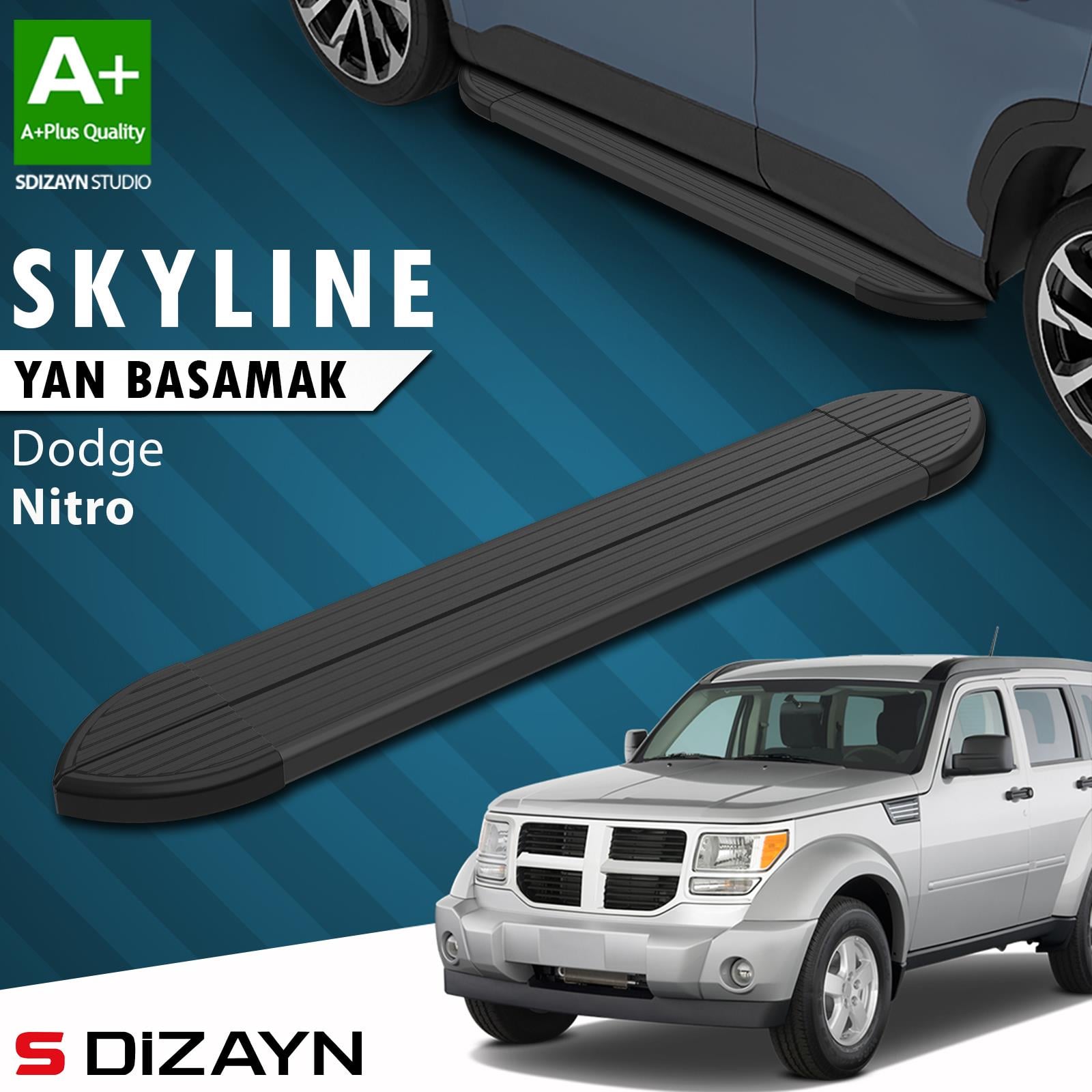 S-Dizayn Dodge Nitro Skyline Siyah Yan Basamak 153 Cm 2007-2012 A+ Kalite