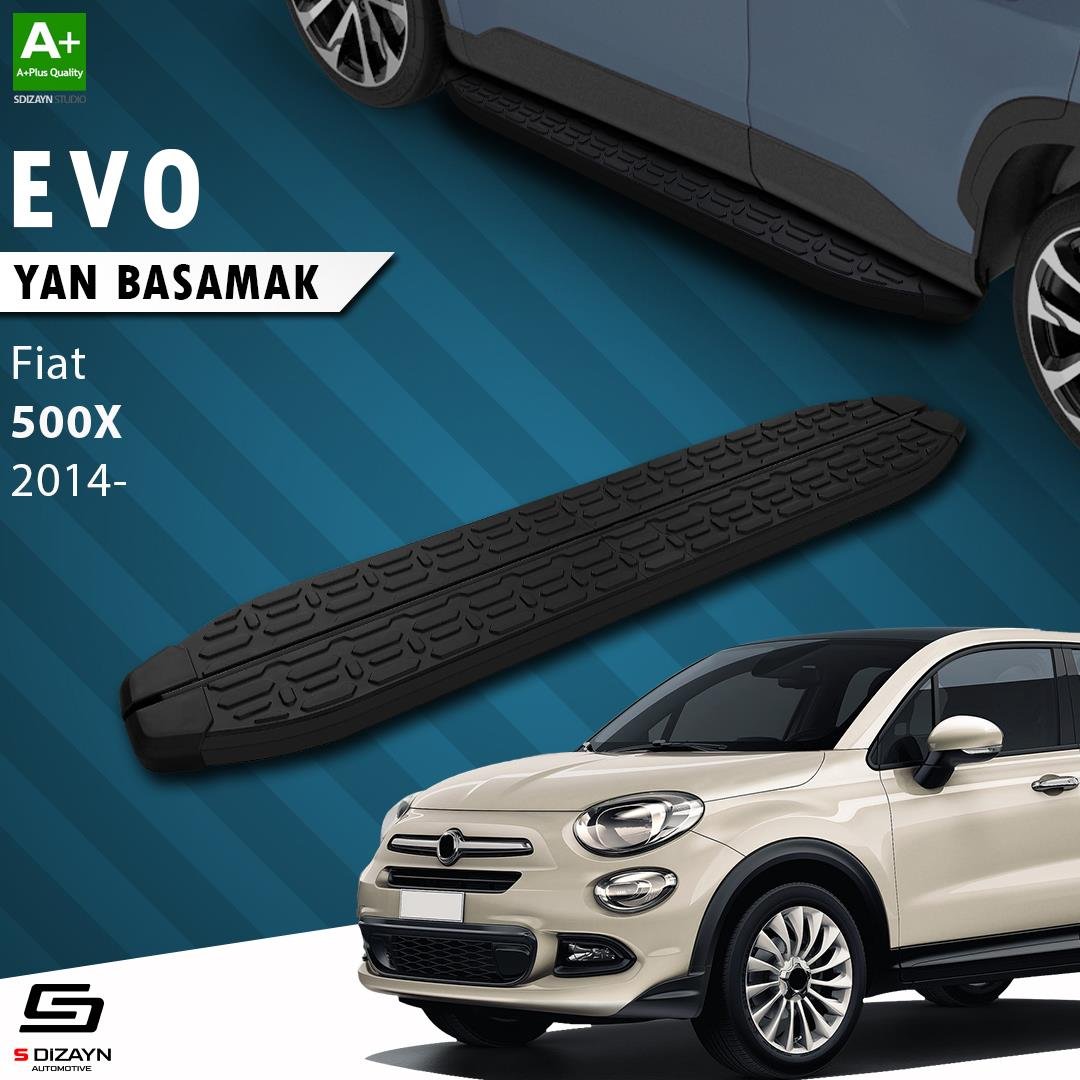 S-Dizayn Fiat 500X Evo Siyah Yan Basamak 173 Cm 2014 Üzeri A+ Kalite