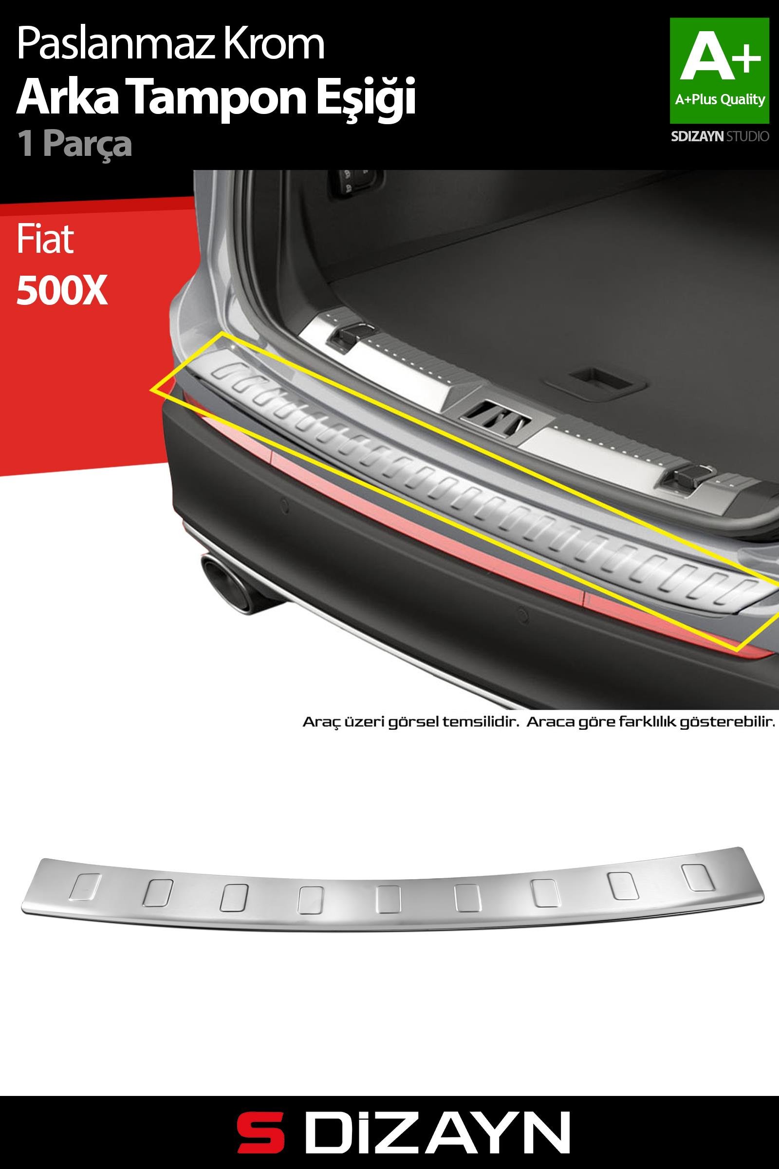 S-Dizayn Fiat 500X Krom Arka Tampon Eşiği 2015 Üzeri