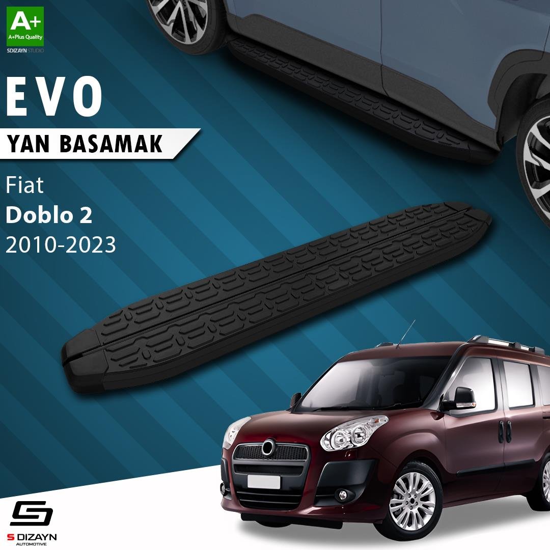 S-Dizayn Fiat Doblo 2 Uzun Şase Evo Siyah Yan Basamak 223 Cm 2010-2023 A+ Kalite