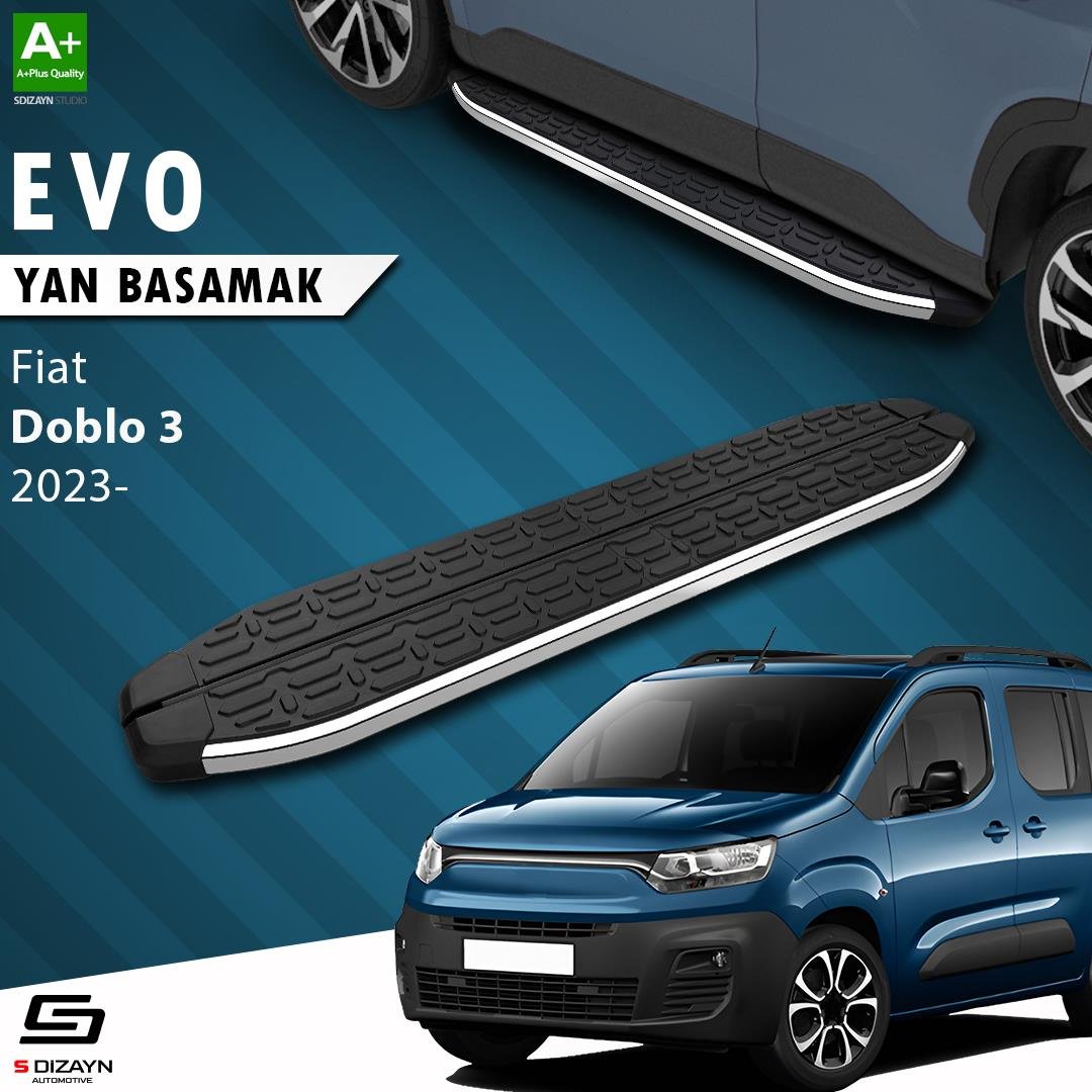 S-Dizayn Fiat Doblo 3 Evo Krom Yan Basamak 203 Cm 2023 Üzeri A+ Kalite