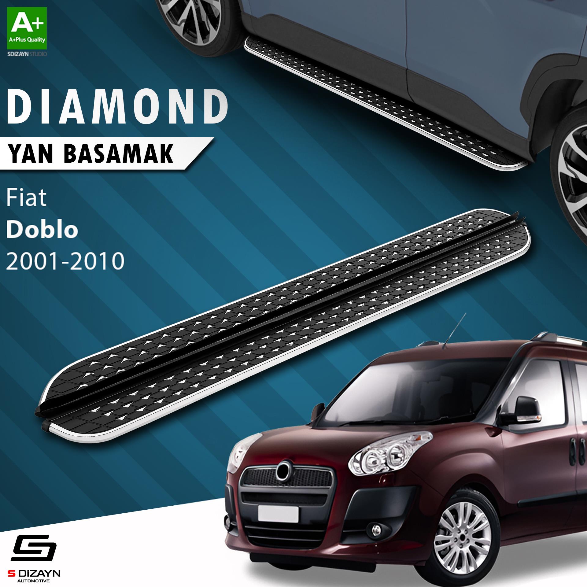 S-Dizayn Fiat Doblo Diamond Krom Yan Basamak 183 Cm 2001-2010 A+ Kalite