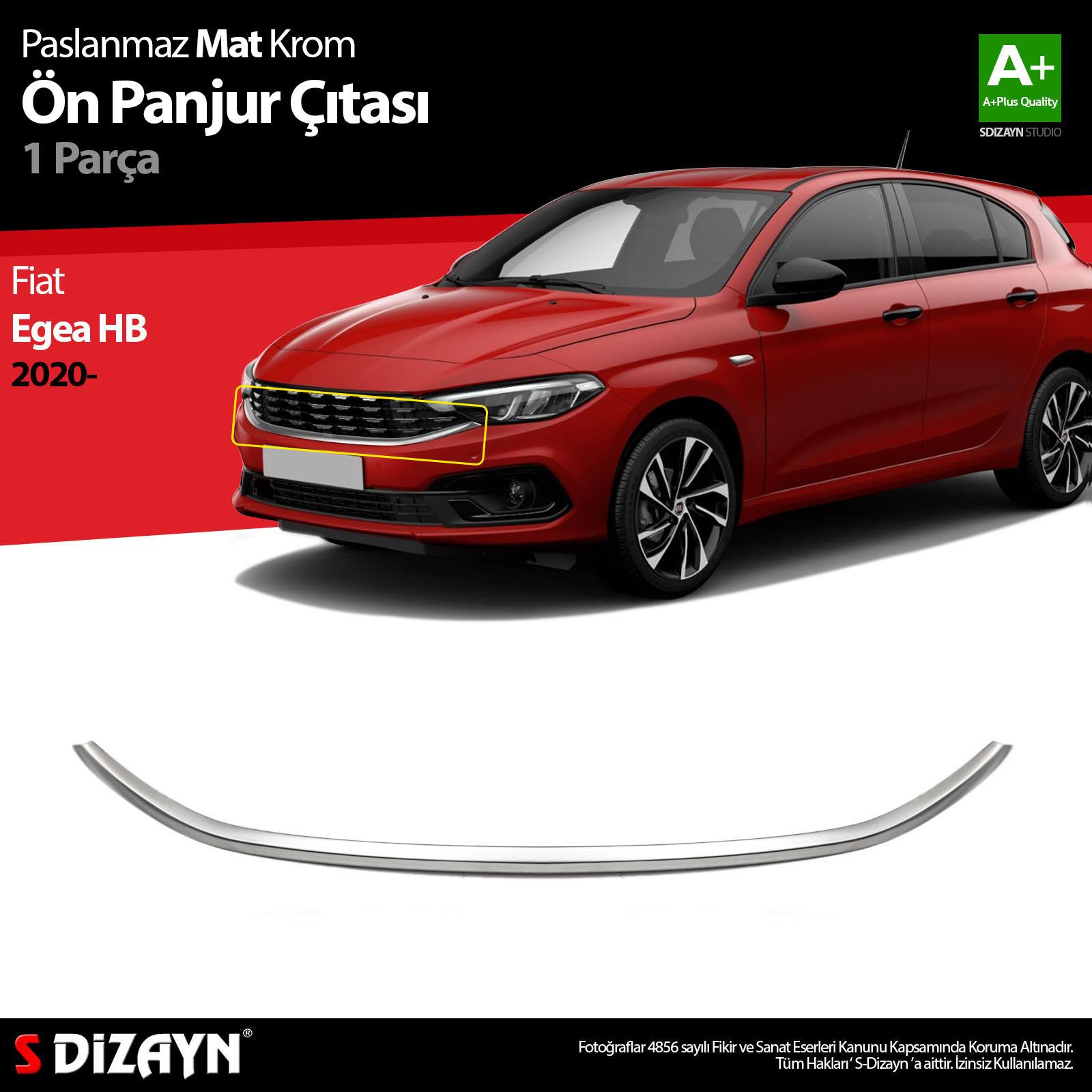 S-Dizayn Fiat Egea HB Krom Ön Panjur Çıtası 2020 Üzeri (Mat Krom) A+ Kalite