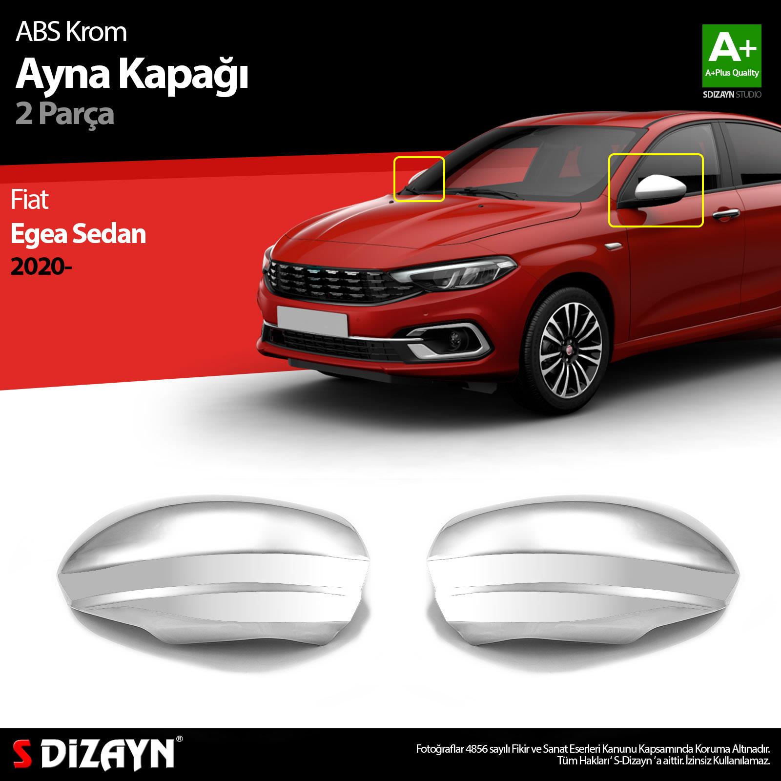 S-Dizayn Fiat Egea SD Abs Krom Ayna Kapağı 2 Prç. 2020 Üzeri