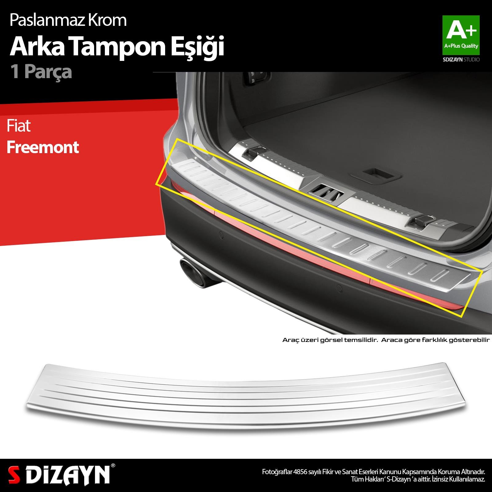 S-Dizayn Fiat Freemont Krom Arka Tampon Eşiği 2012 Üzeri A+ Kalite