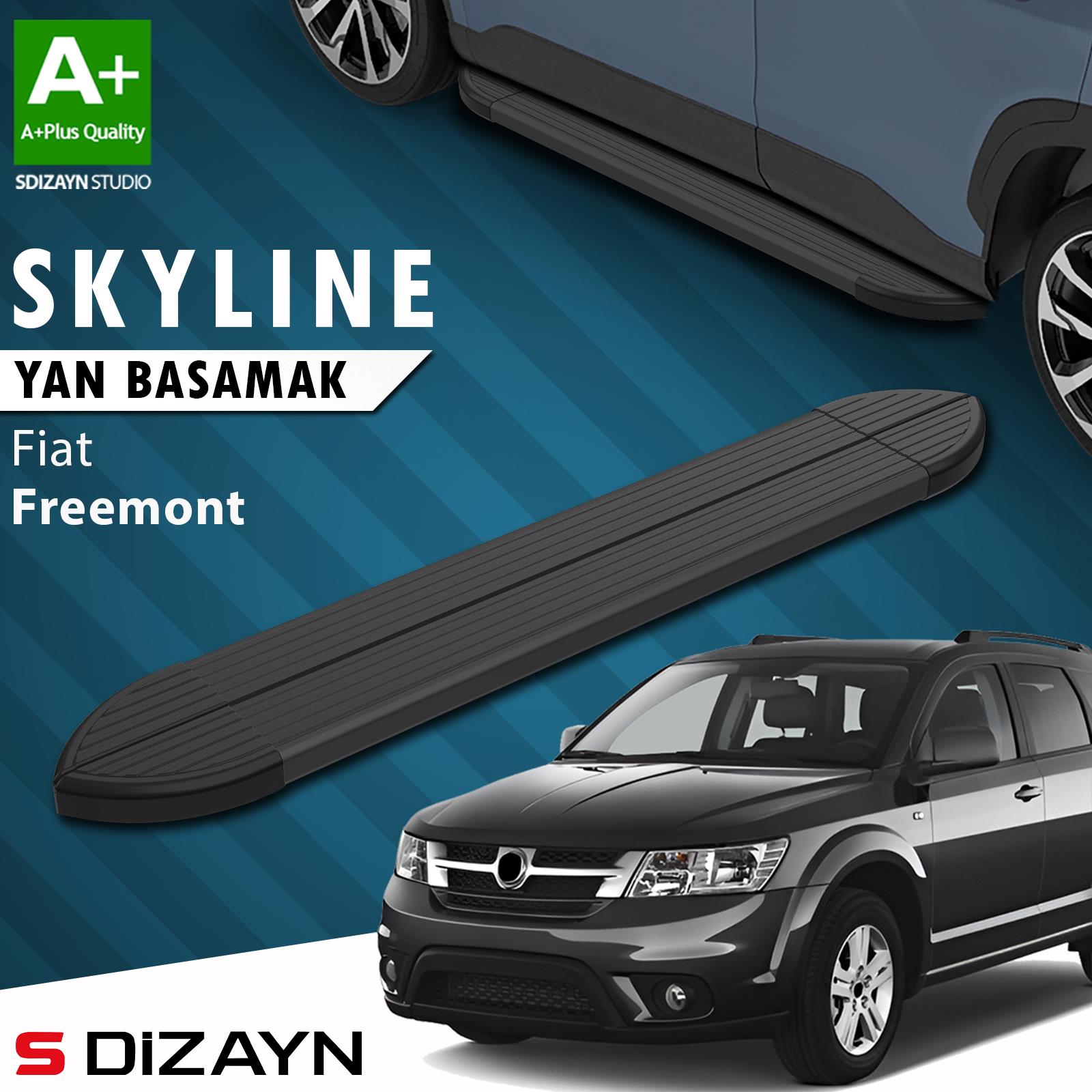S-Dizayn Fiat Freemont Skyline Siyah Yan Basamak 183 Cm 2010-2020 A+ Kalite
