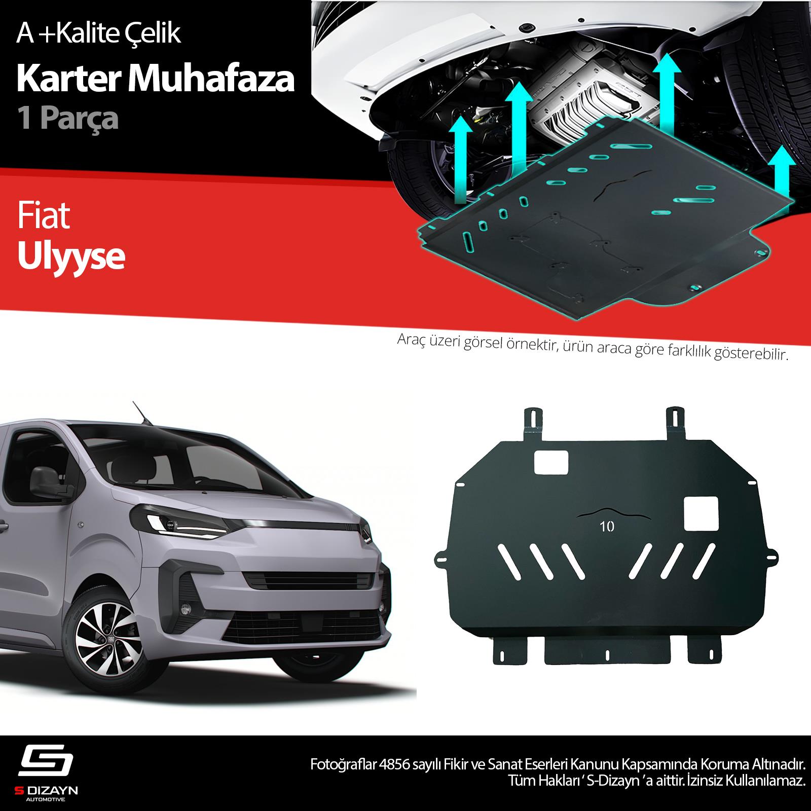 S-Dizayn Fiat Ulysse Çelik Karter Muhafaza Koruma 2022 Üzeri A+ Kalite