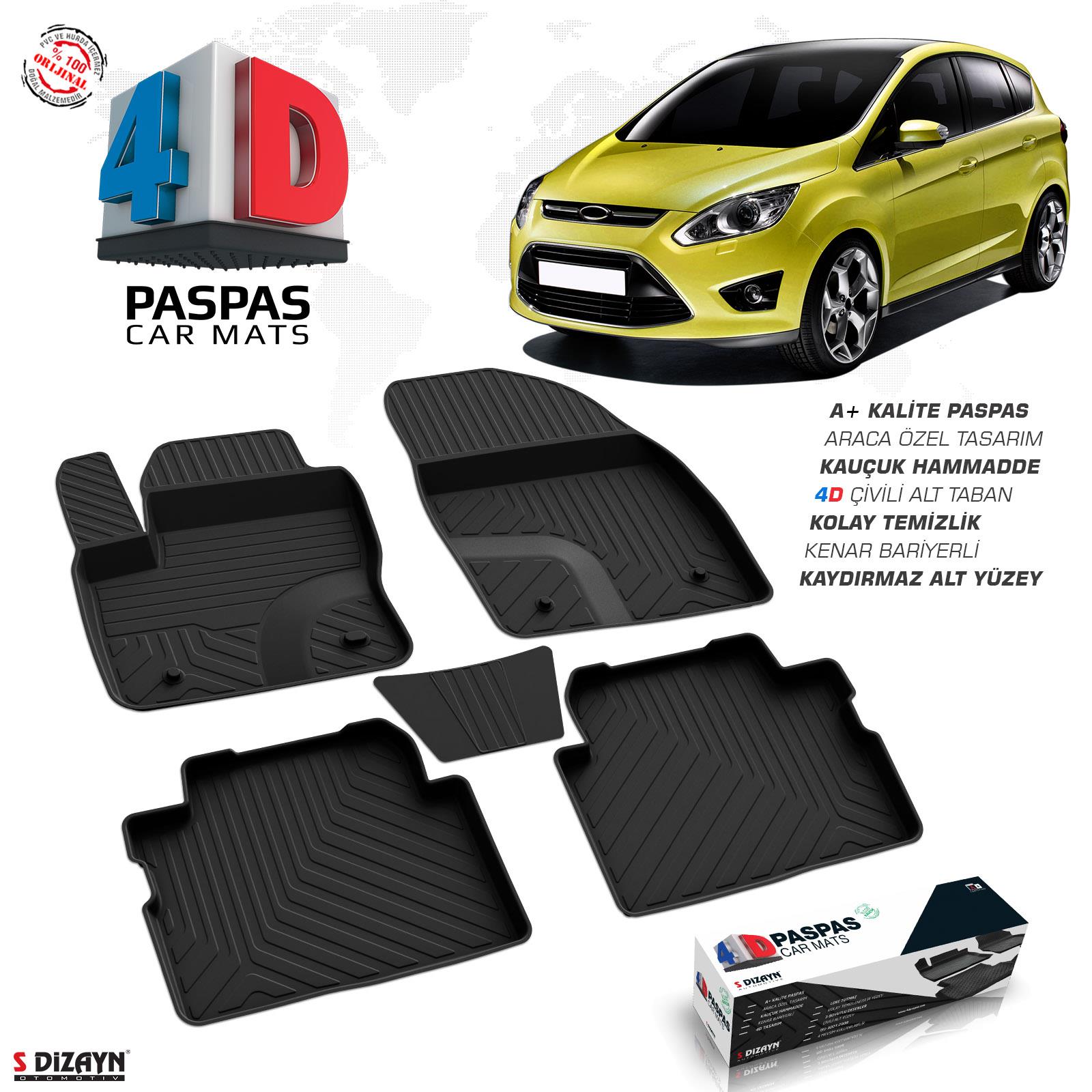 S-Dizayn Ford C-Max 4D Havuzlu Paspas 2010-2019 A+ Kalite