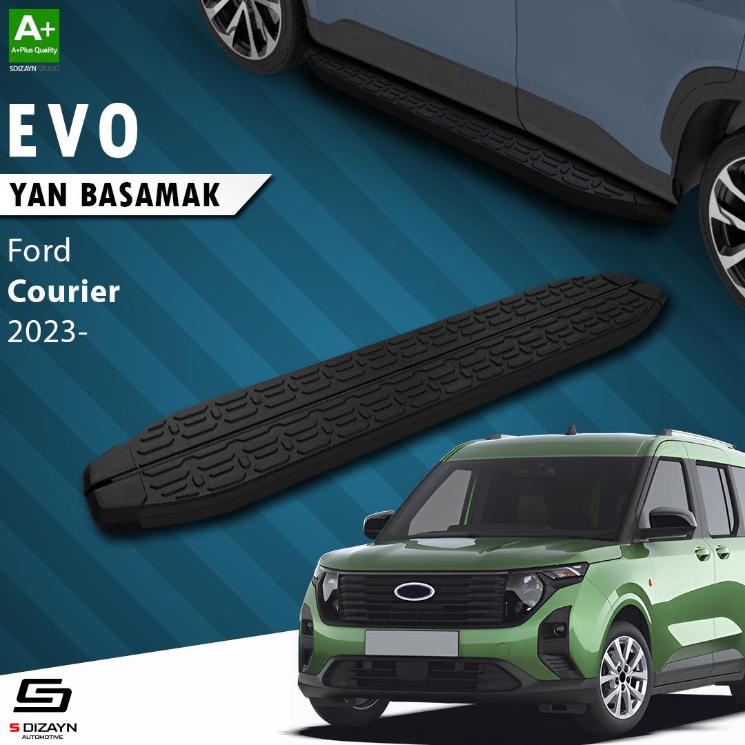 S-Dizayn Ford Courier 2 Evo Siyah Yan Basamak 183 Cm 2023 Üzeri A+ Kalite