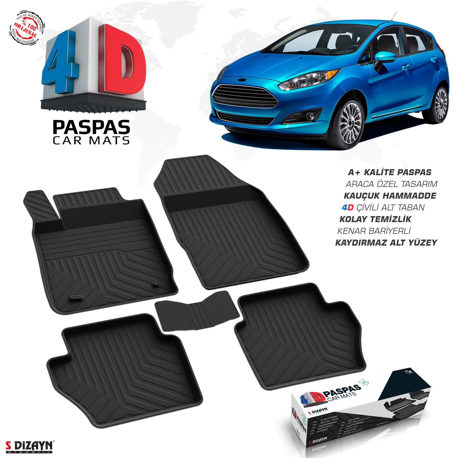 S-Dizayn Ford Fiesta 4D Havuzlu Paspas 2015-2017 A+Kalite