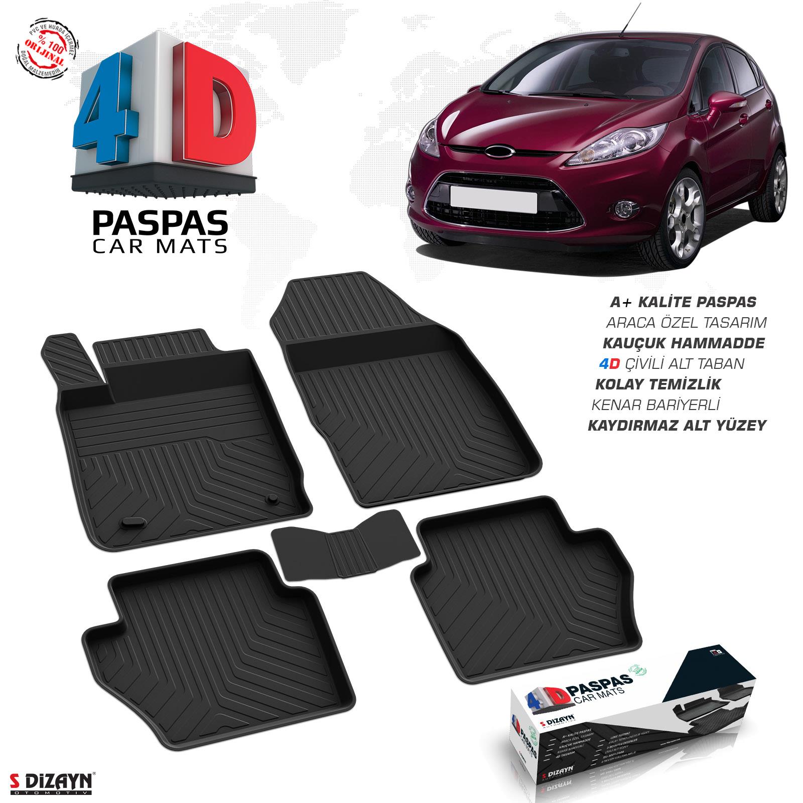 S-Dizayn Ford Fiesta 4D Havuzlu Paspas 2009-2015 A+Kalite