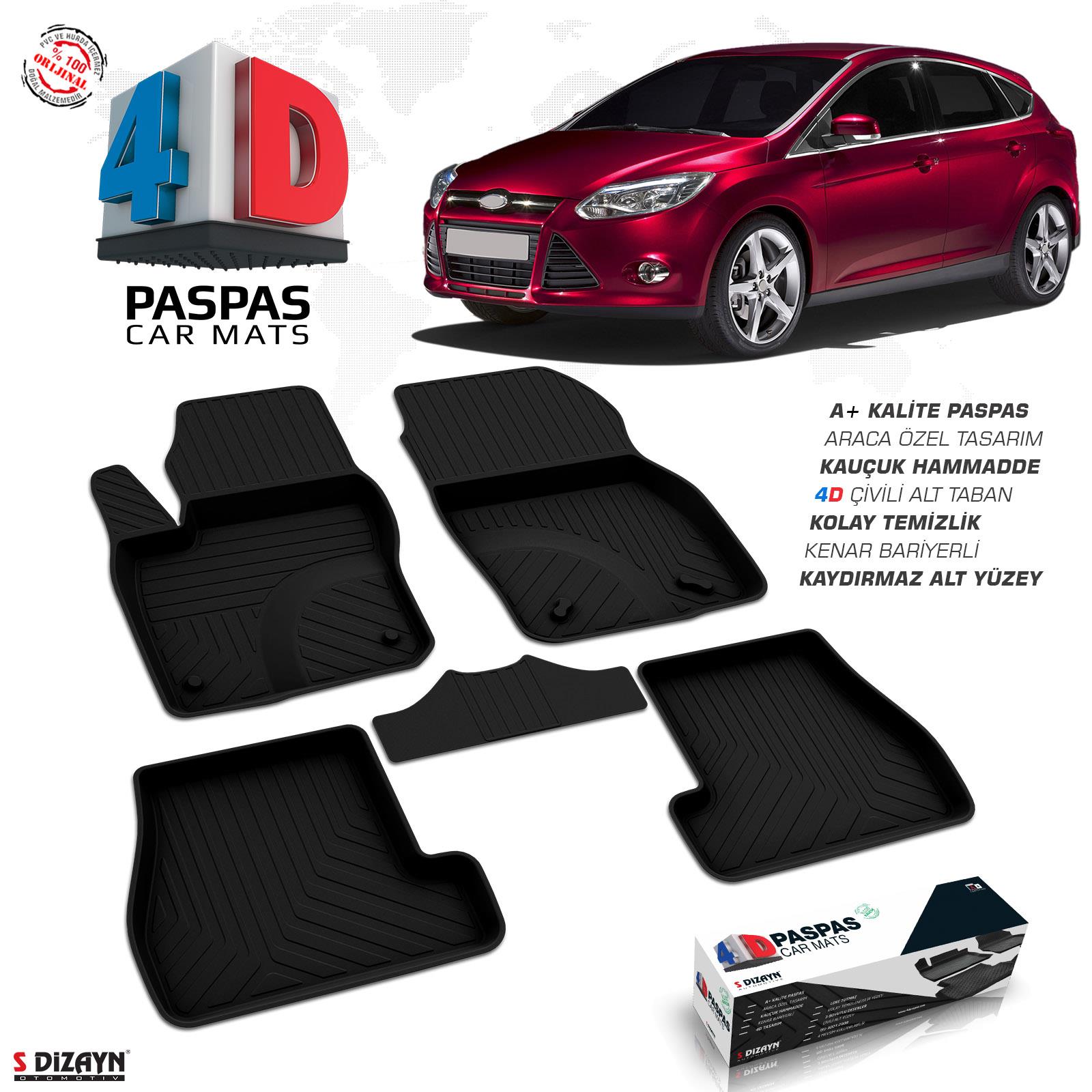 S-Dizayn Ford Focus 3 HB 4D Havuzlu Paspas 2011-2014 A+Kalite