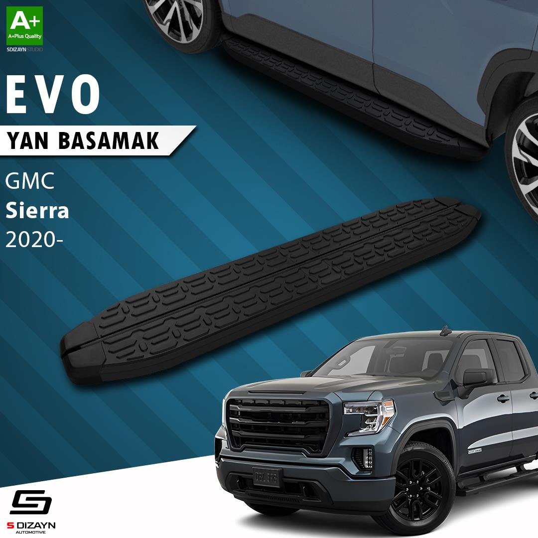 S-Dizayn GMC Sierra 5 Uzun Şase Evo Siyah Yan Basamak 253 Cm 2020 Üzeri A+ Kalite