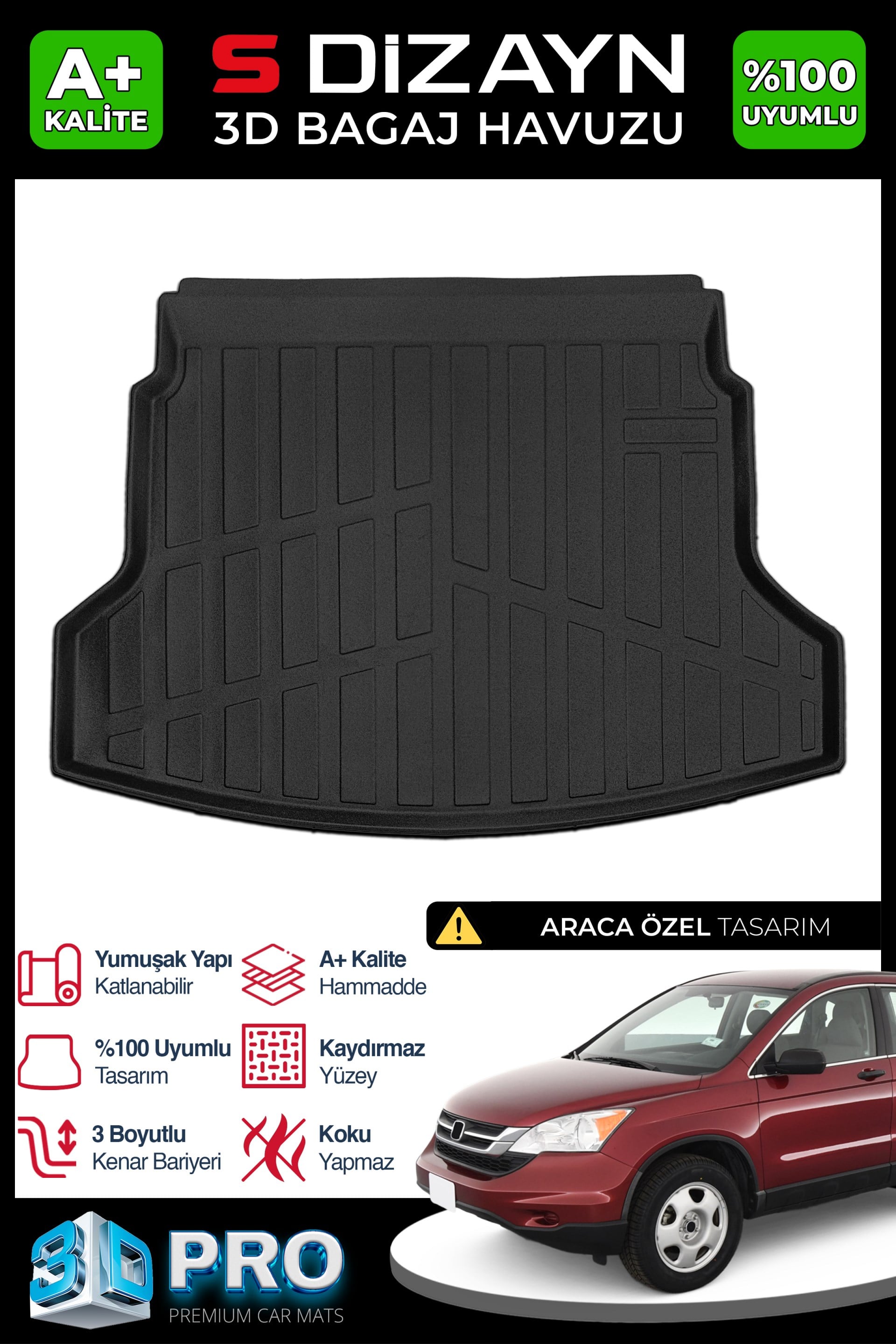 S-Dizayn Honda Cr-V 3D Pro Bagaj Havuzu 2012-2018 A+ Kalite