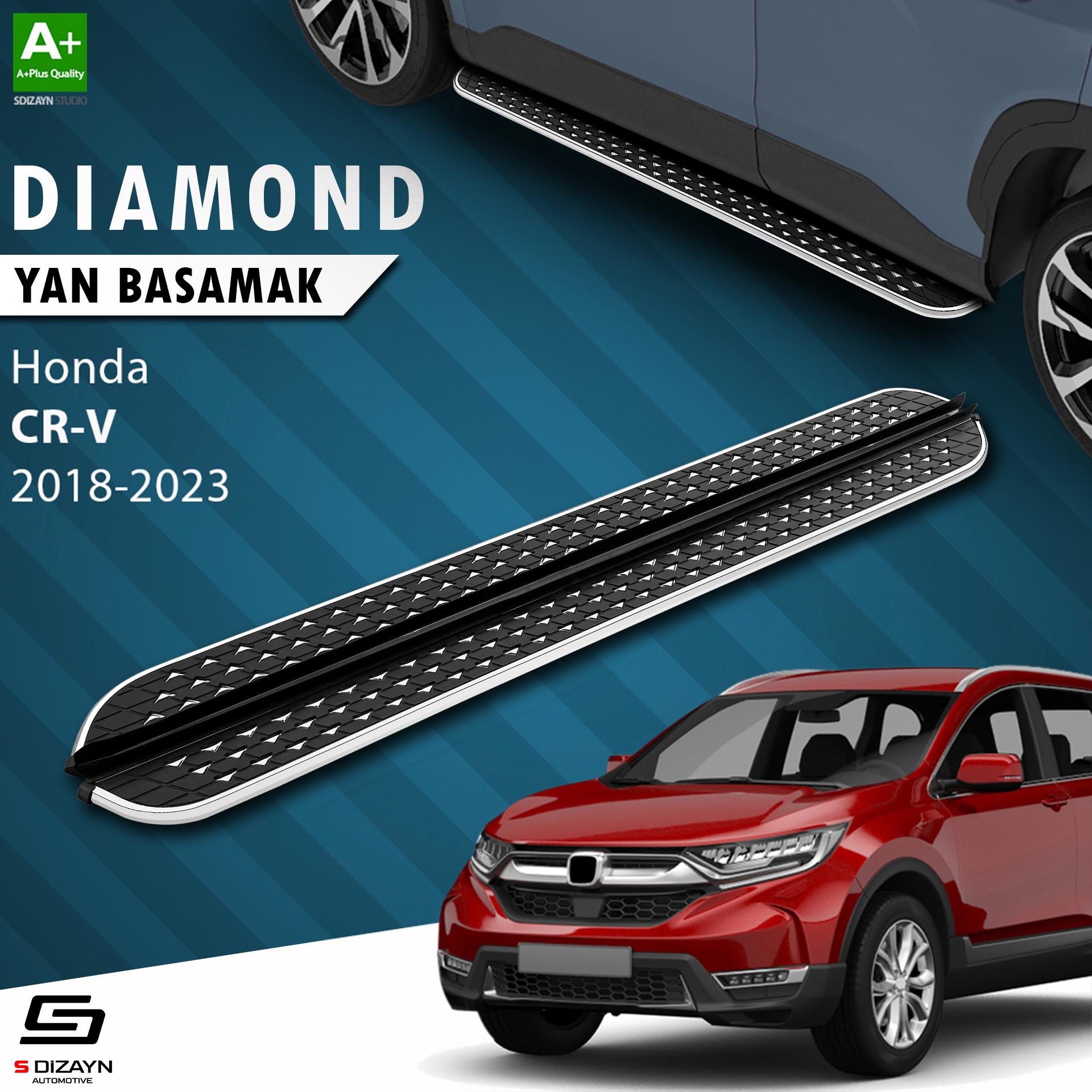 S-Dizayn Honda CR-V 5 Diamond Krom Yan Basamak 173 Cm 2018-2022 A+ Kalite