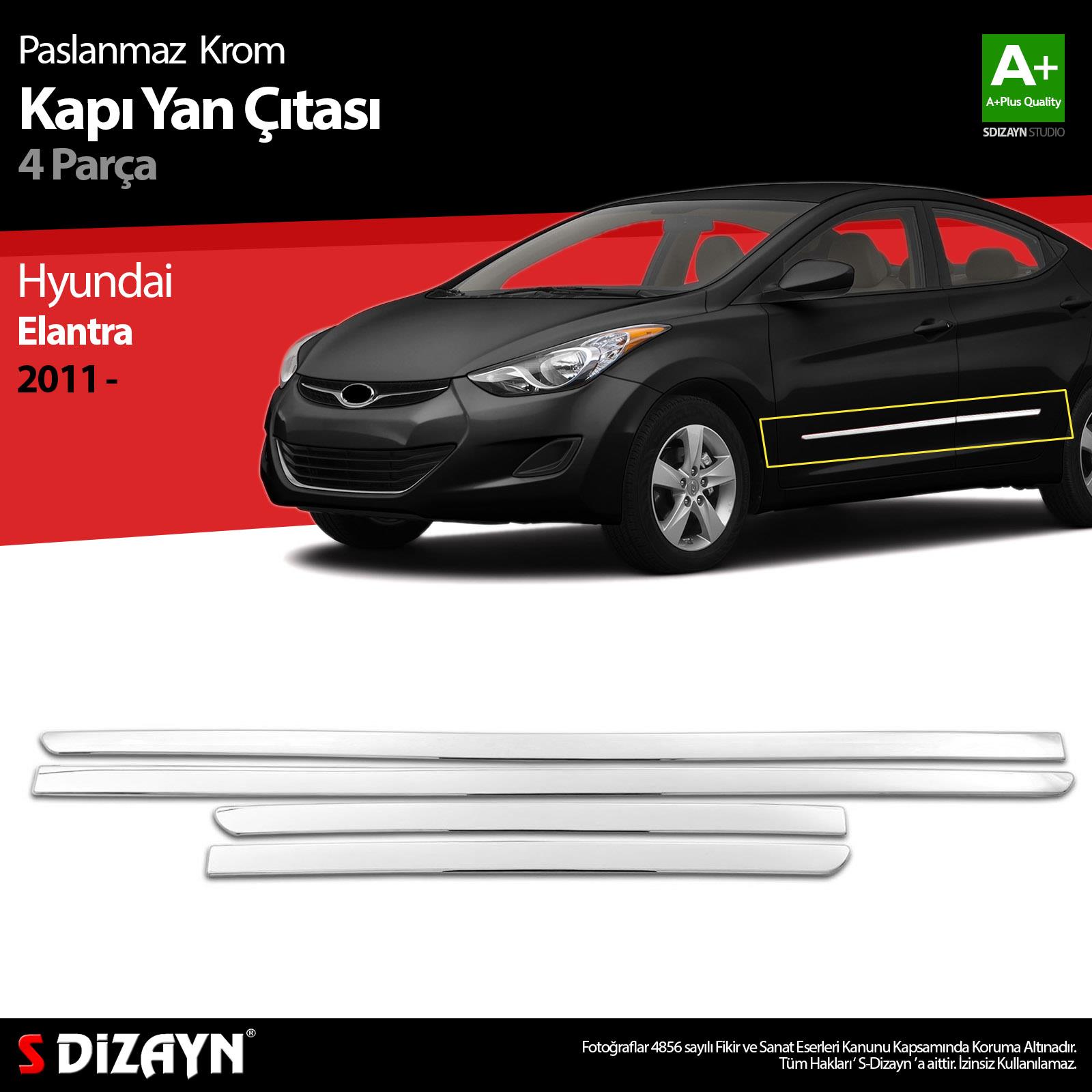 S-Dizayn Hyundai Elantra Krom Kapı Yan Çıtası 2011-2016