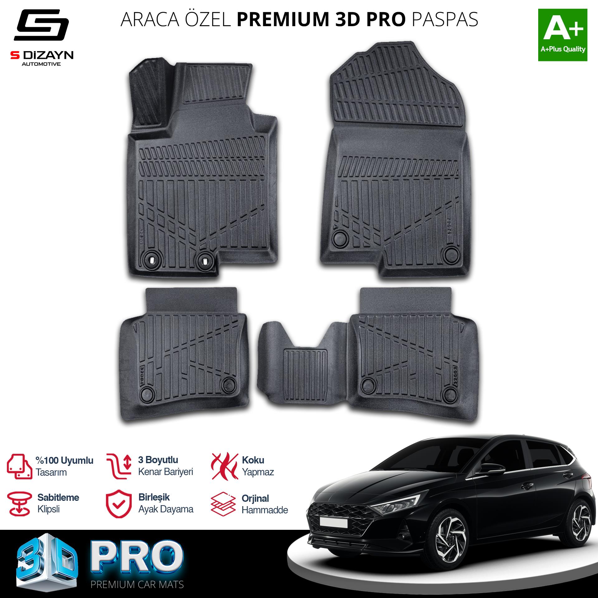 S-Dizayn Hyundai i20 3D Pro Havuzlu Paspas 2020 Üzeri A+ Kalite