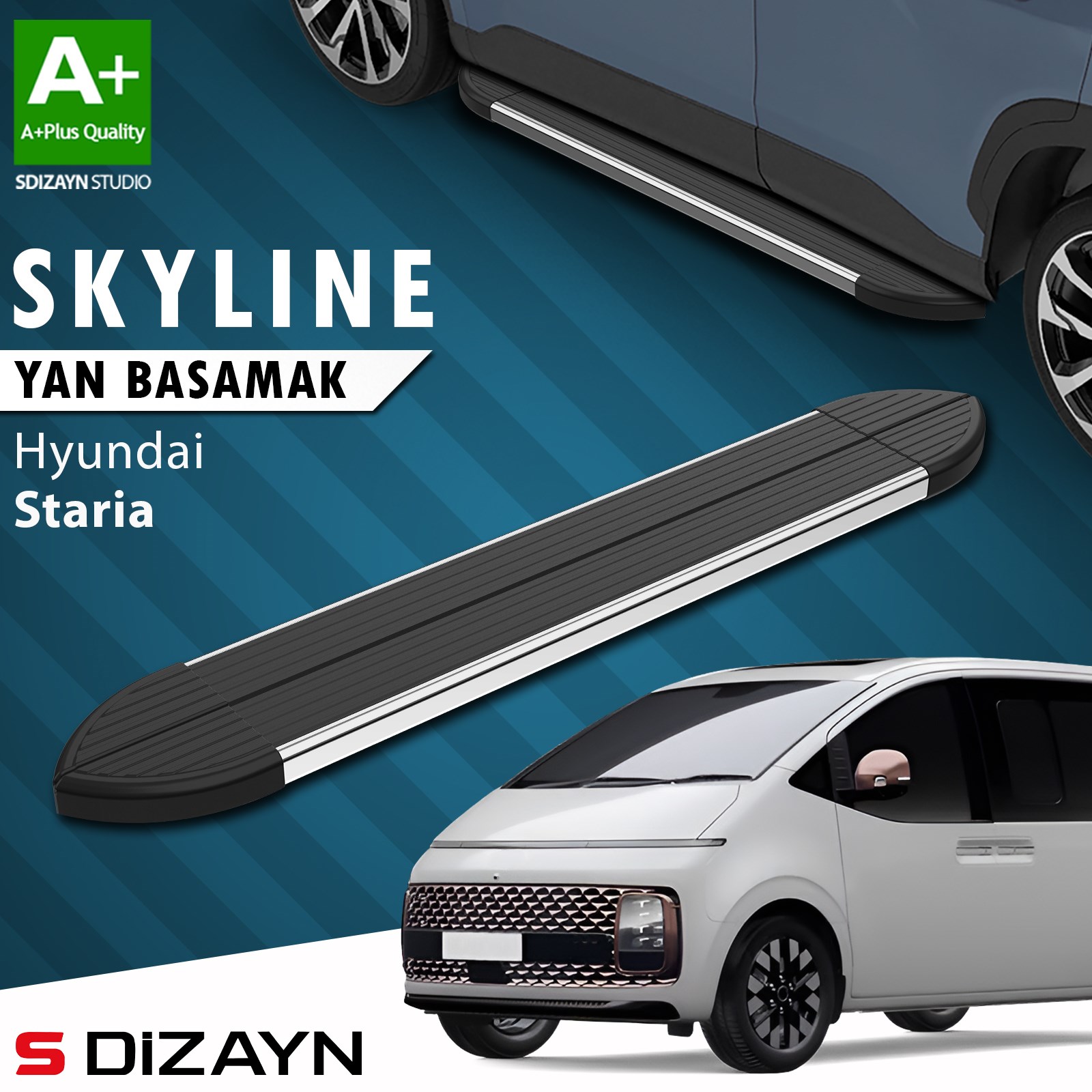 S-Dizayn Hyundai Staria Skyline Krom Yan Basamak 233 Cm 2021 Üzeri A+ Kalite