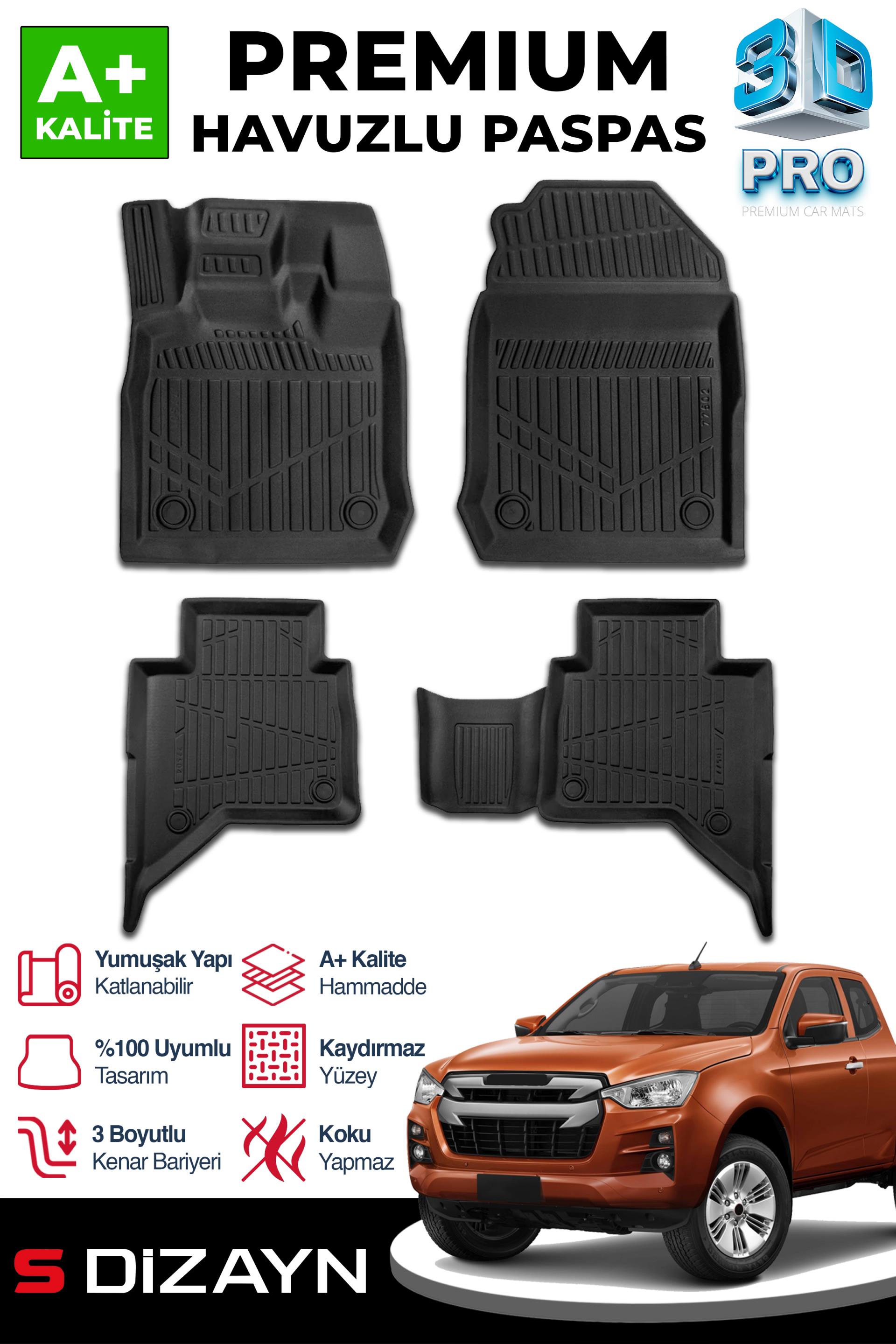 S-Dizayn Isuzu D-Max 3D Pro Havuzlu Paspas 2019 Üzeri A+ Kalite