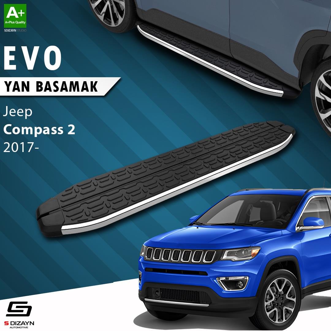 S-Dizayn Jeep Compass 2 Evo Krom Yan Basamak 173 Cm 2017 Üzeri A+ Kalite