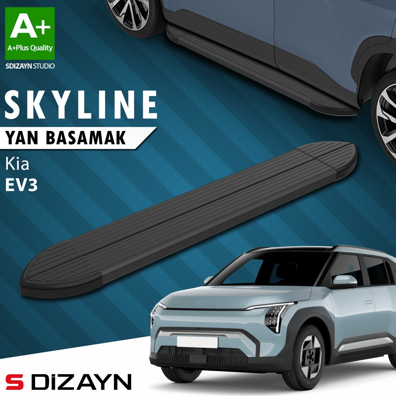 S-Dizayn Kia EV3 Skyline Siyah Yan Basamak 183 Cm 2025 Üzeri A+ Kalite
