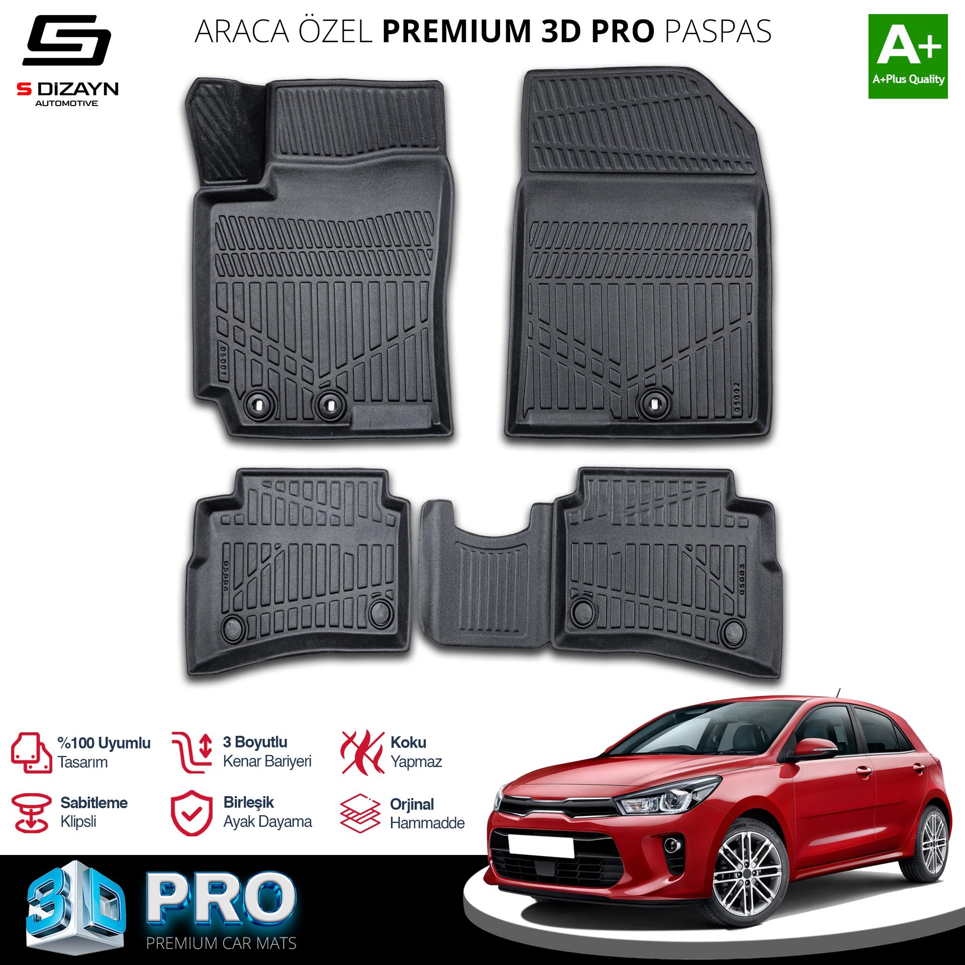 S-Dizayn Kia Rio 3D Pro Havuzlu Paspas 2017-2023 A+ Kalite