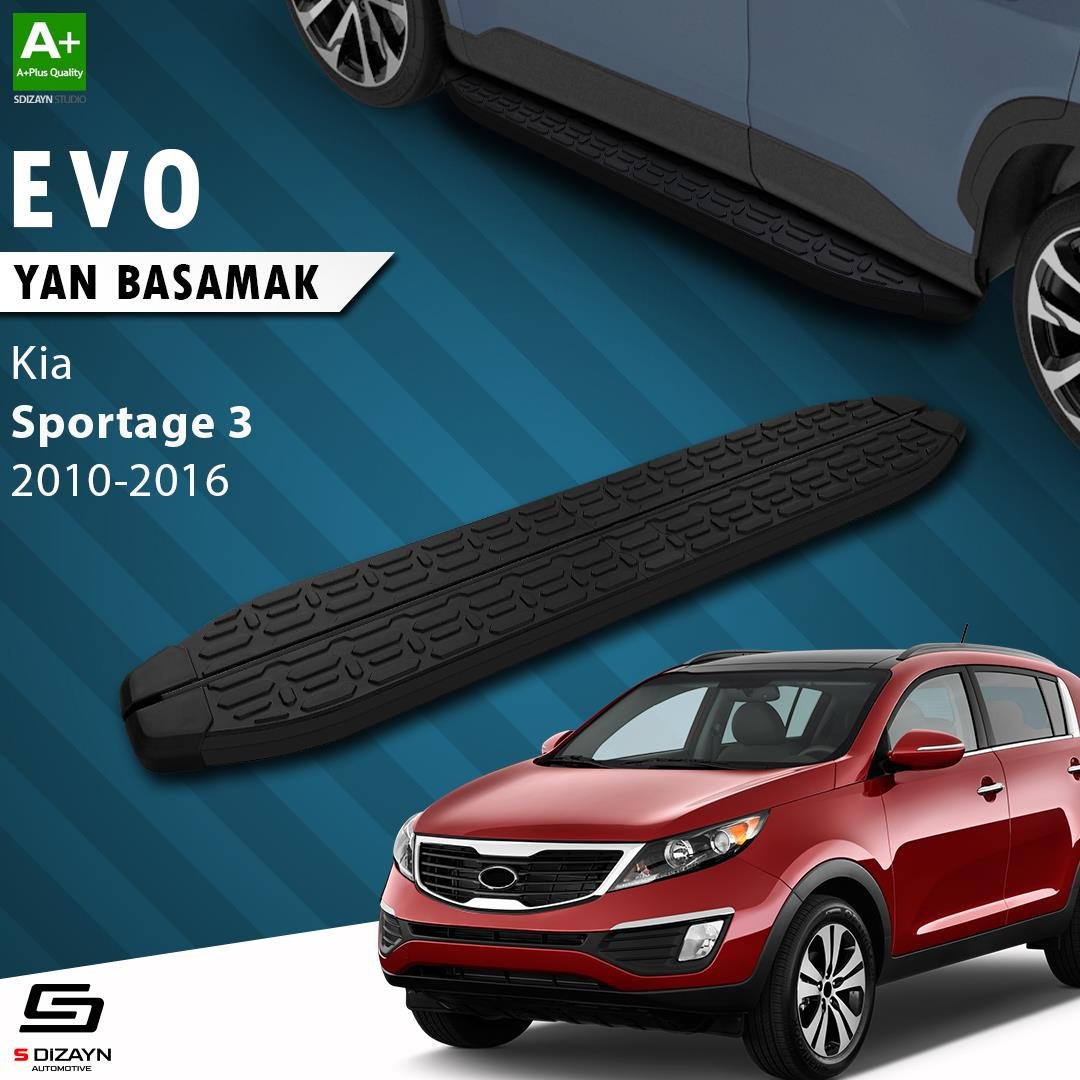 S-Dizayn Kia Sportage 3 Evo Siyah Yan Basamak 173 Cm 2010-2016 A+ Kalite
