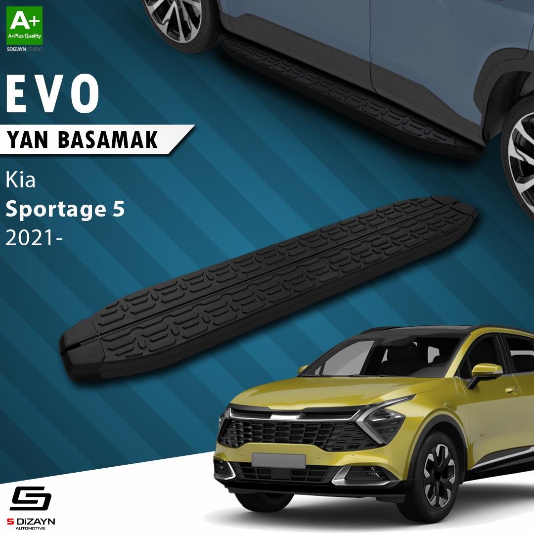 S-Dizayn Kia Sportage 5 Evo Siyah Yan Basamak 173 Cm 2021 Üzeri A+ Kalite