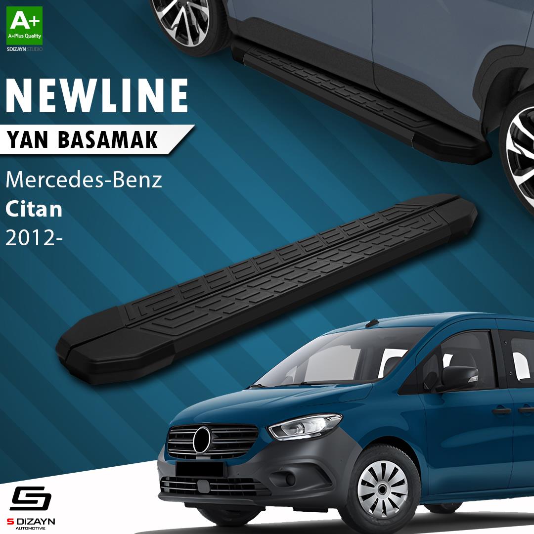 S-Dizayn Mercedes Citan Uzun Şase NewLine Siyah Yan Basamak 223 Cm 2012-2021 A+ Kalite