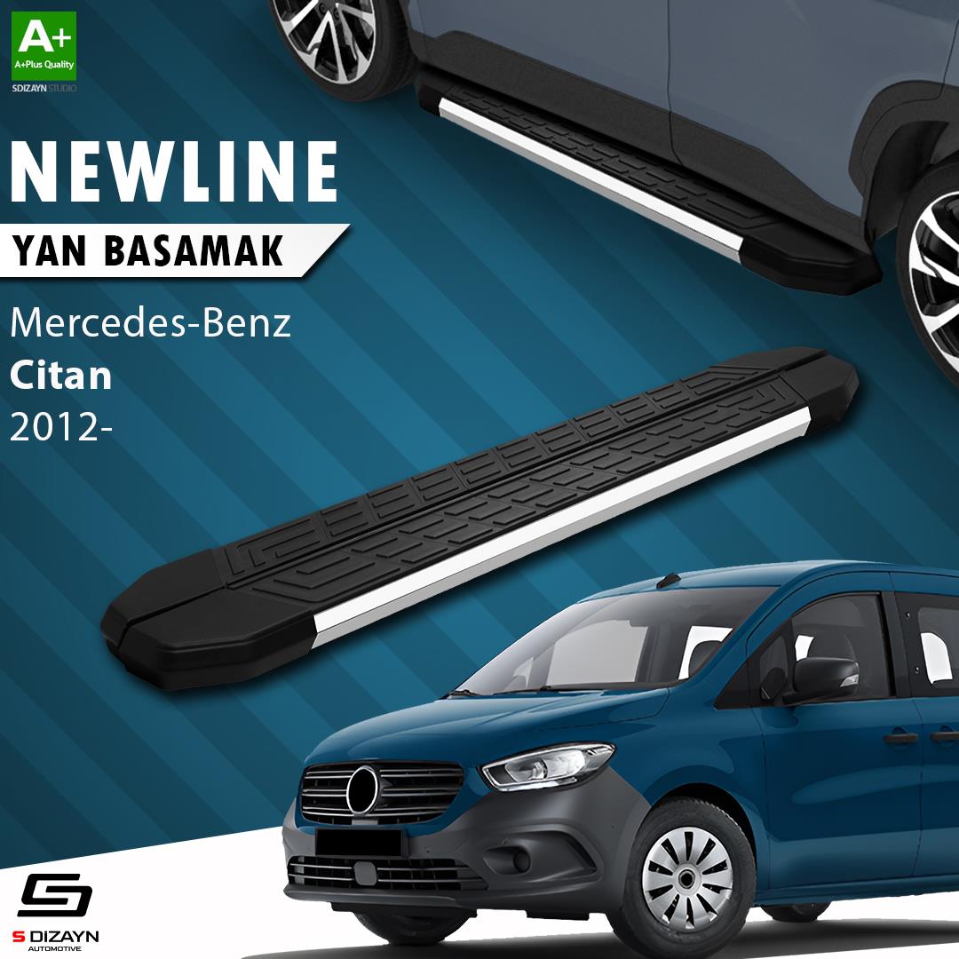 S-Dizayn Mercedes Citan Uzun Şase NewLine Krom Yan Basamak 223 Cm 2012-2021 A+ Kalite