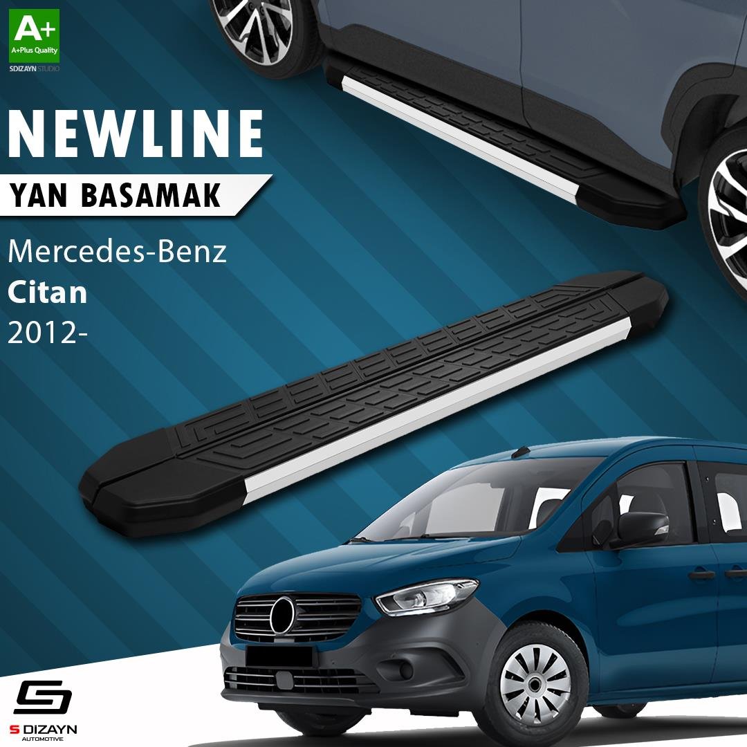 S-Dizayn Mercedes Citan Uzun Şase NewLine Aluminyum Yan Basamak 223 Cm 2012-2021 A+ Kalite