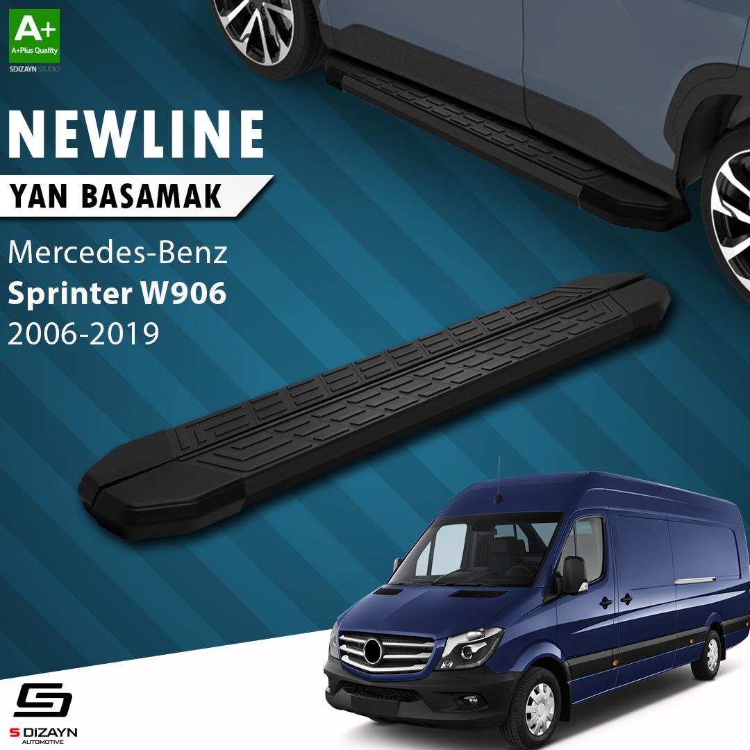 S-Dizayn Mercedes Sprinter W906 Kısa Şase NewLine Siyah Yan Basamak 263 Cm 2006-2019 A+ Kalite