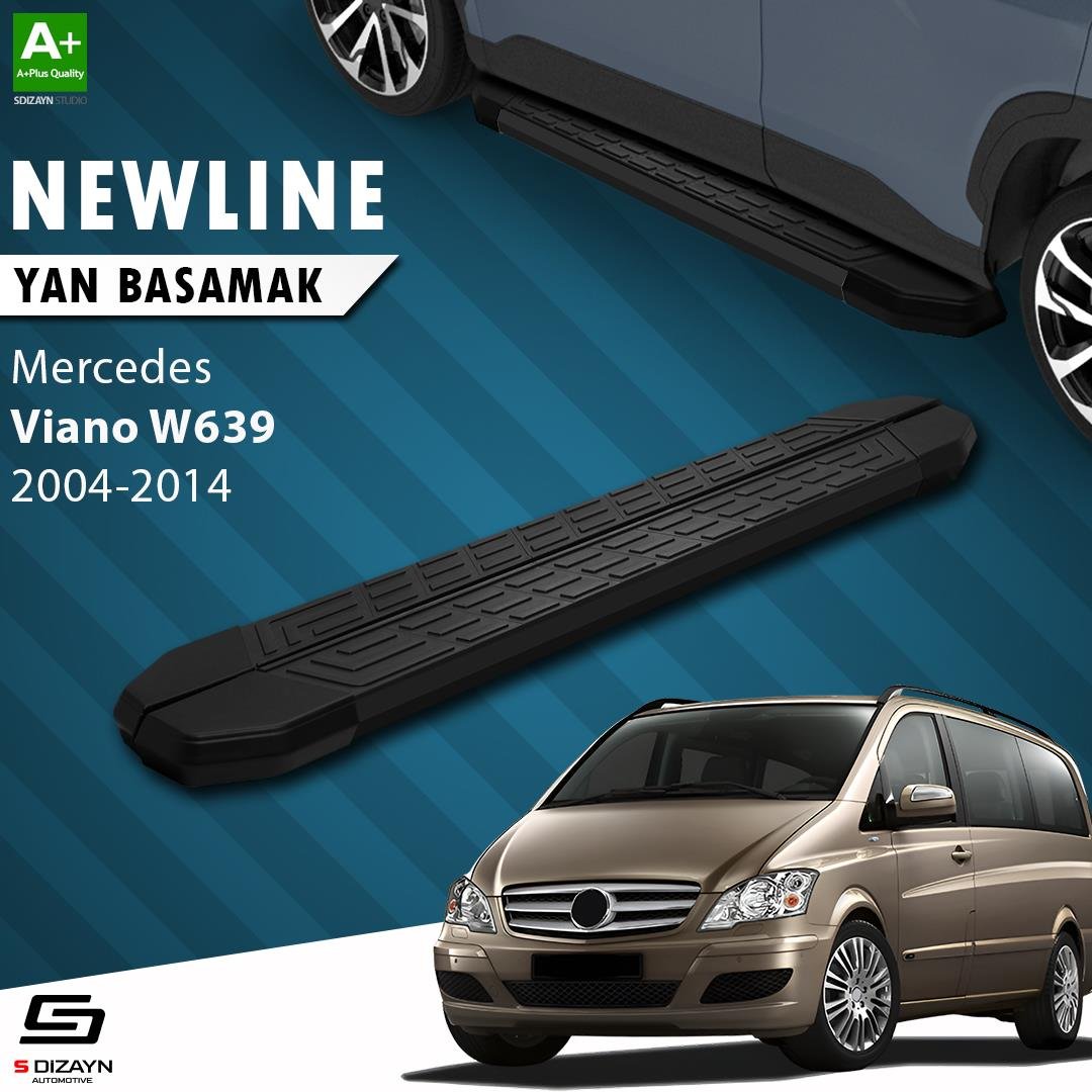 S-Dizayn Mercedes Viano W639 Kısa Şase NewLine Siyah Yan Basamak 233 Cm 2004-2014 A+ Kalite