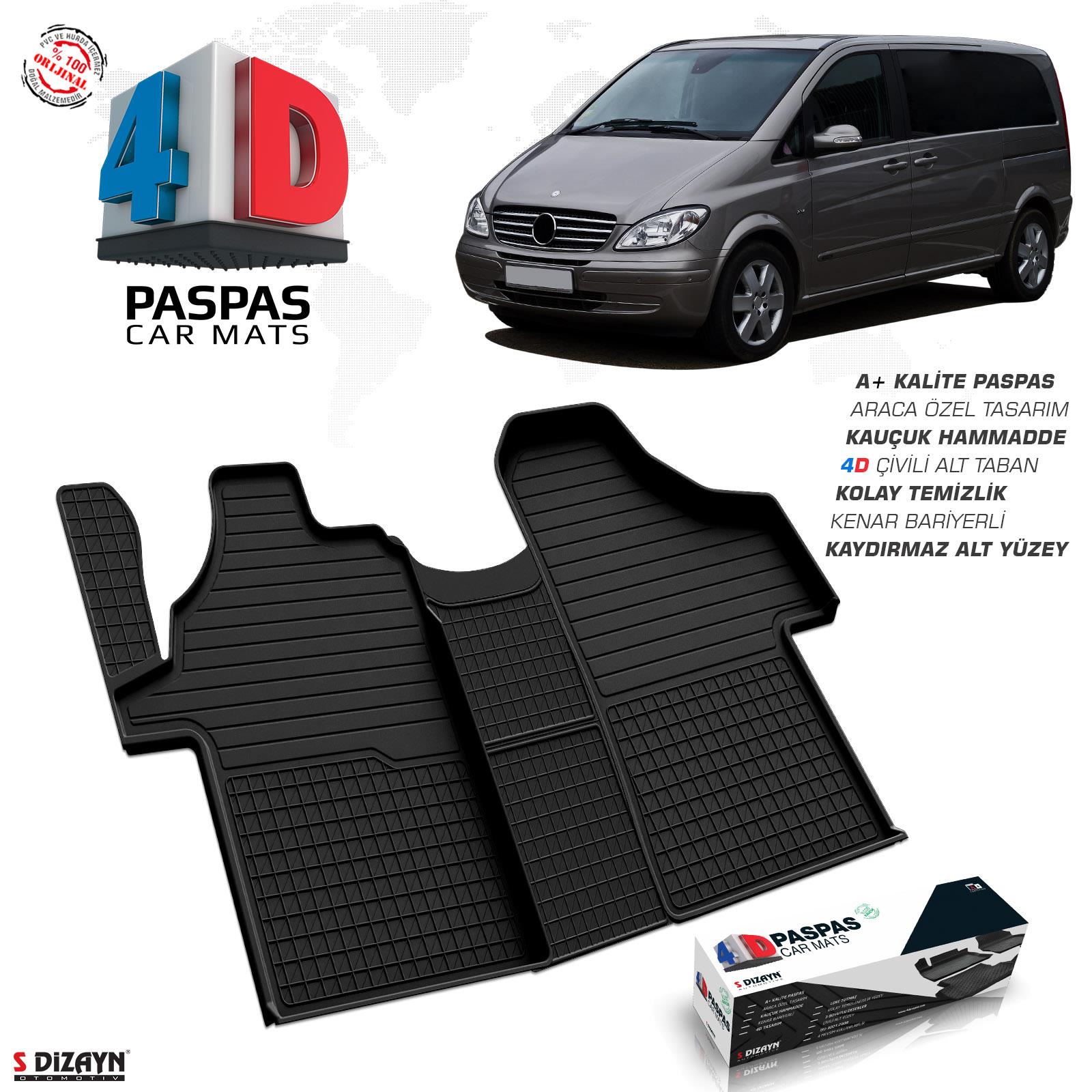 S-Dizayn Mercedes Vito W639 4D Havuzlu Paspas 2004-2014