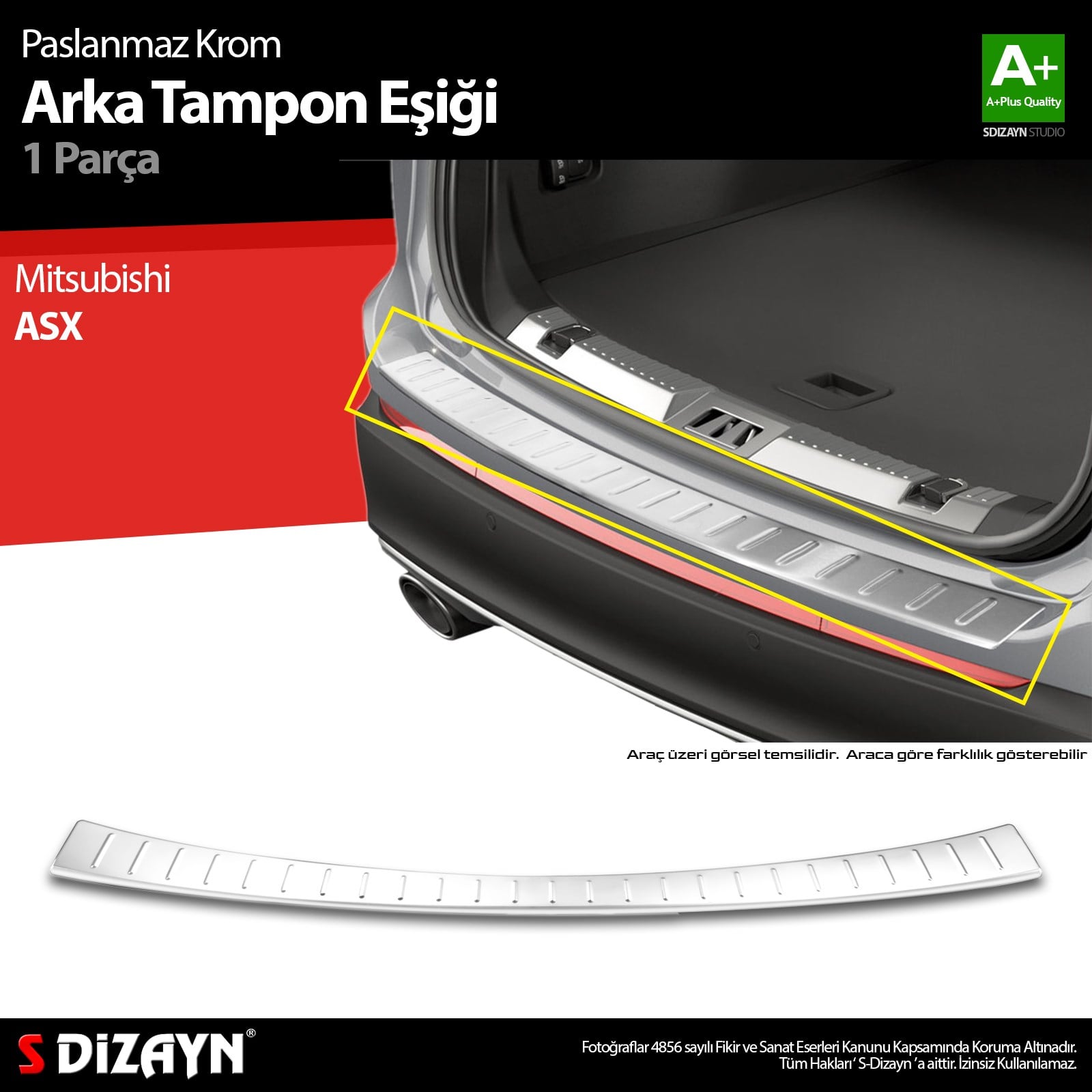 S-Dizayn Mitsubishi ASX Krom Arka Tampon Eşiği 2010-2017 A+ Kalite