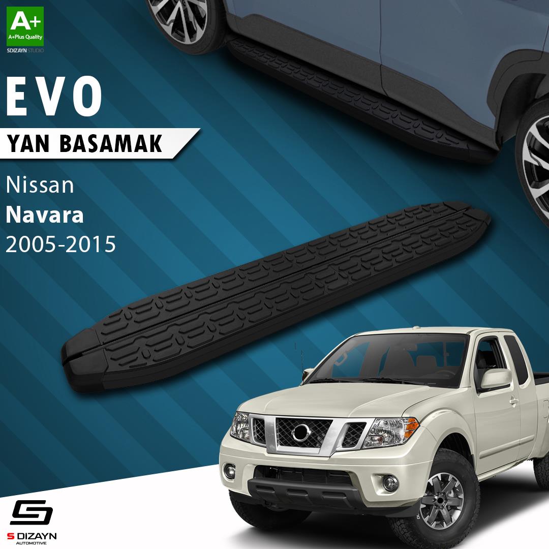 S-Dizayn Nissan Navara 2 Evo Siyah Yan Basamak 203 Cm 2005-2015 A+ Kalite