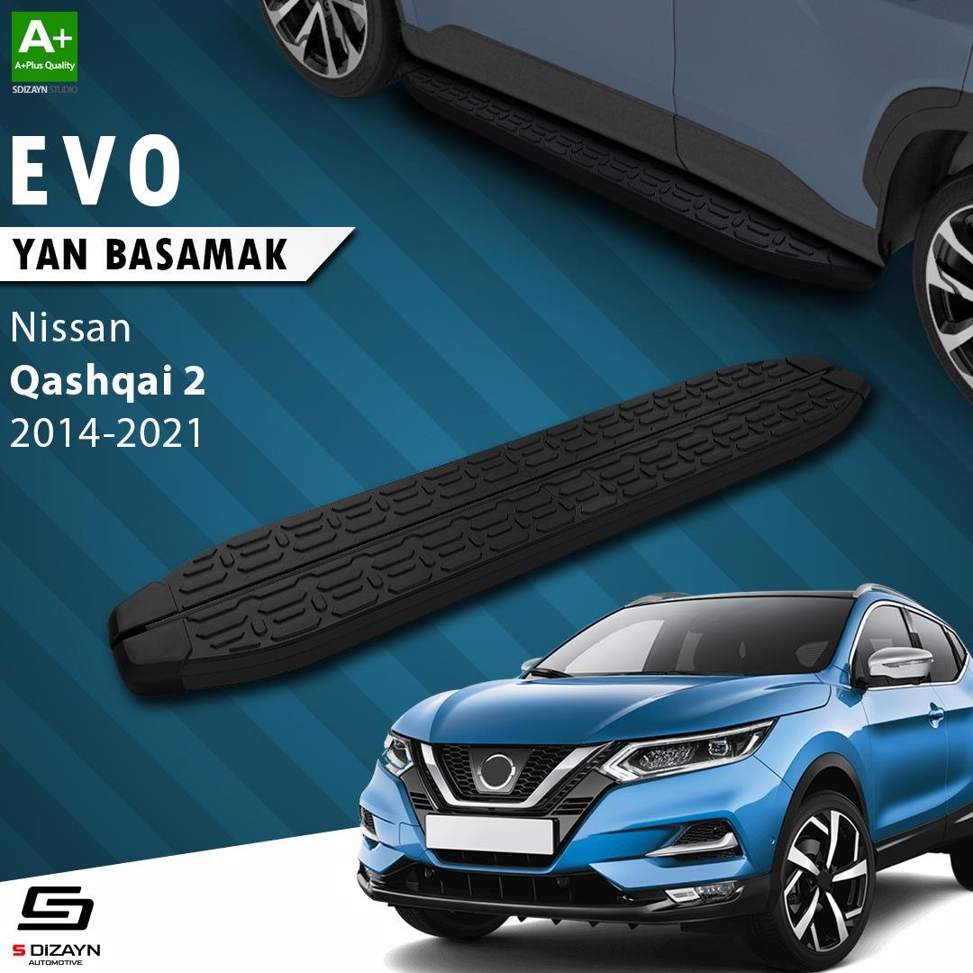 S-Dizayn Nissan Qashqai 2 Evo Siyah Yan Basamak 173 Cm 2014-2021 A+ Kalite