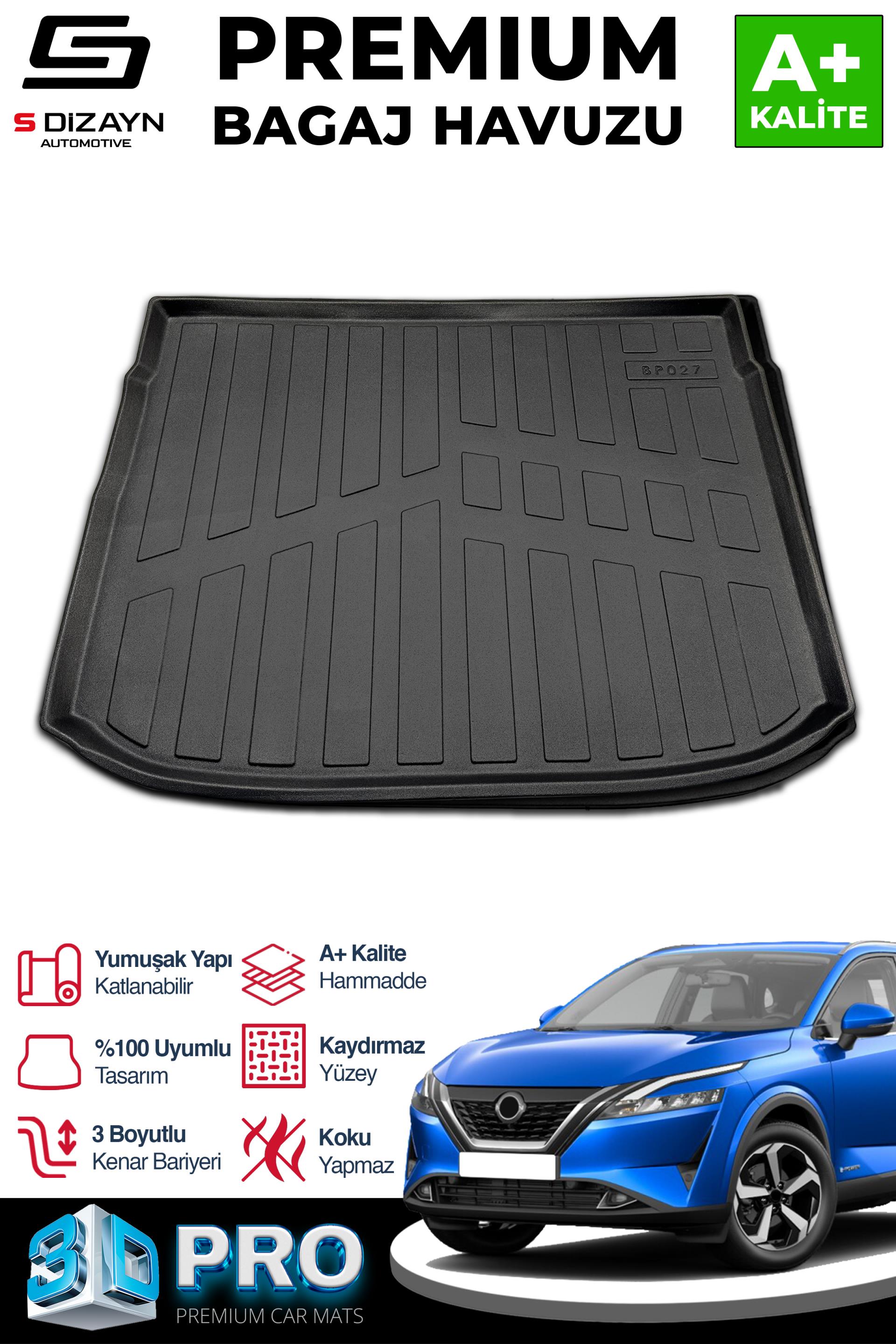 S-Dizayn Nissan Qashqai 3D Pro Bagaj Havuzu Üst Bagaj 2021 Üzeri A+ Kalite