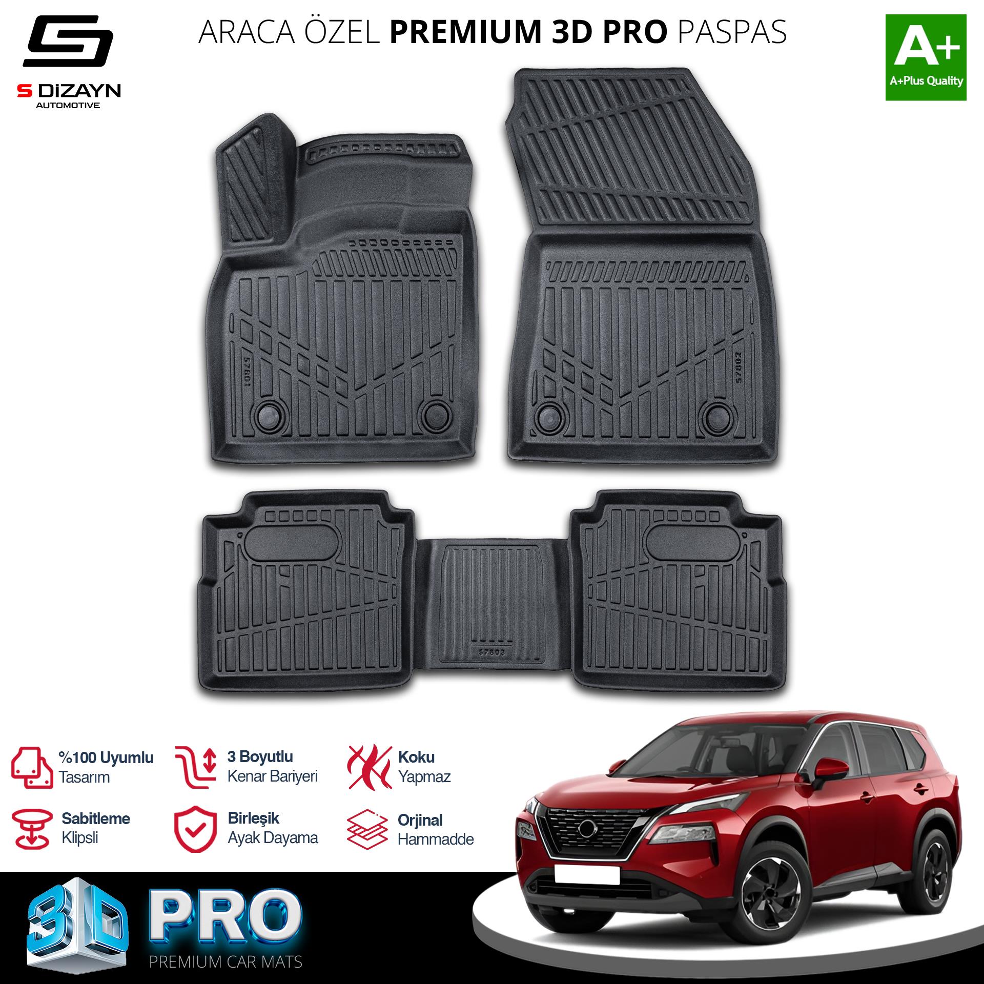 S-Dizayn Nissan X-Trail E-Power 3D Pro Havuzlu Paspas 2021 Üzeri A+ Kalite