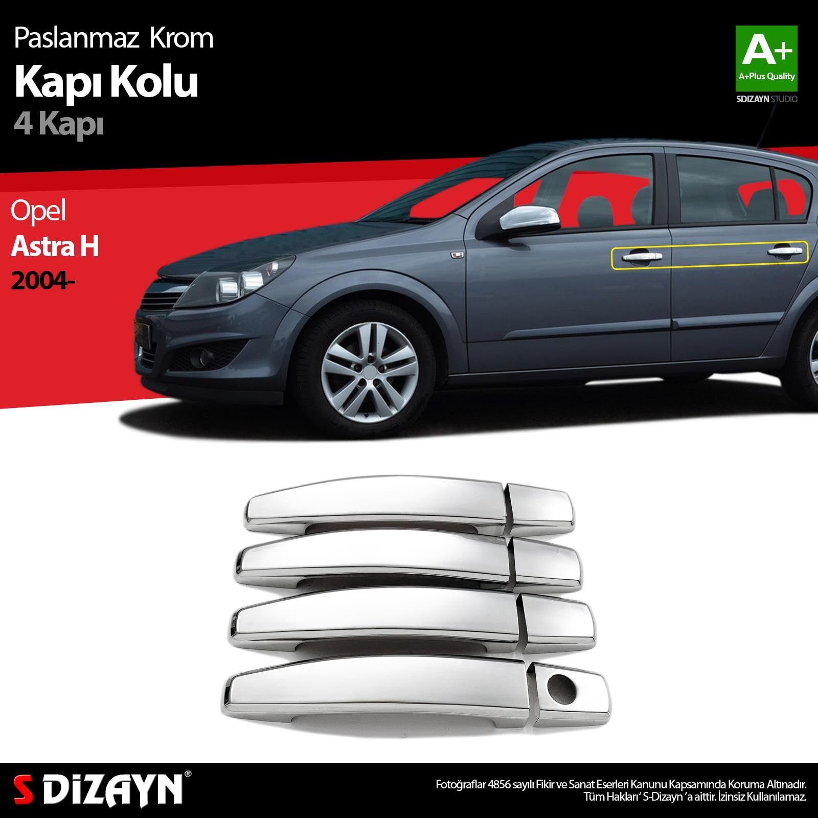S-Dizayn Opel Astra H Krom Kapı Kolu 4 Kapı 2004-2013