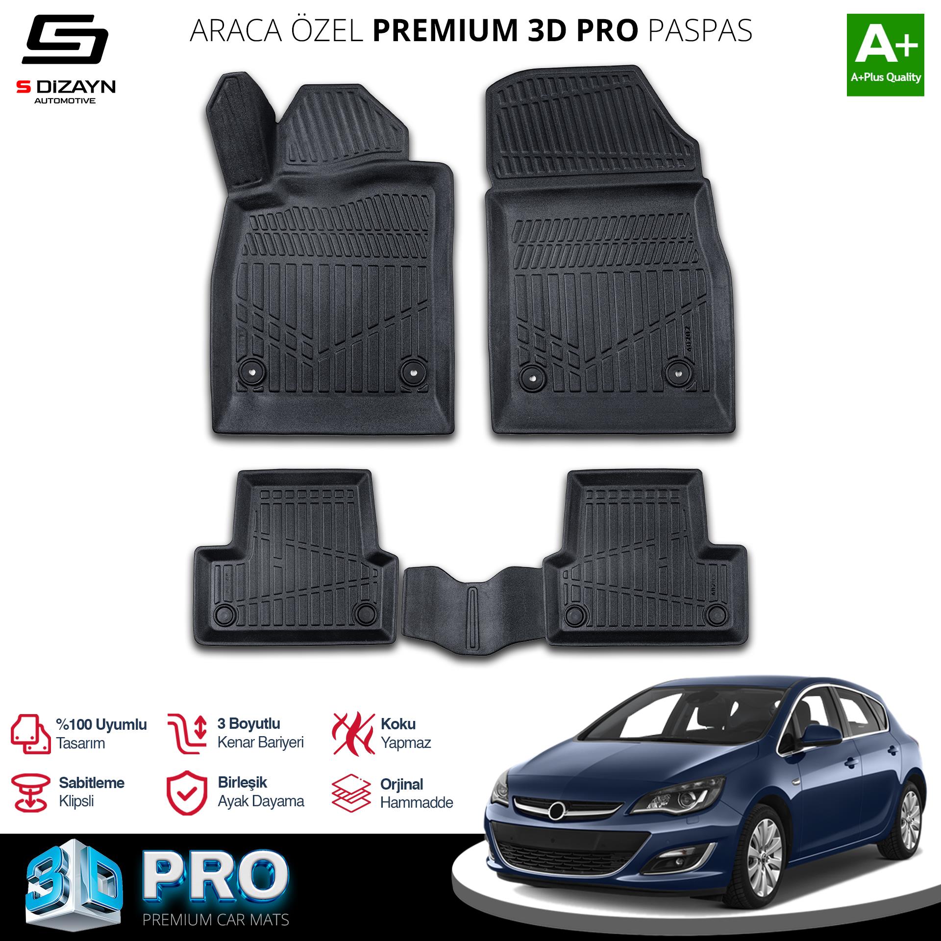 S-Dizayn Opel Astra J 3D Pro Havuzlu Paspas 2012-2020 Üzeri A+ Kalite
