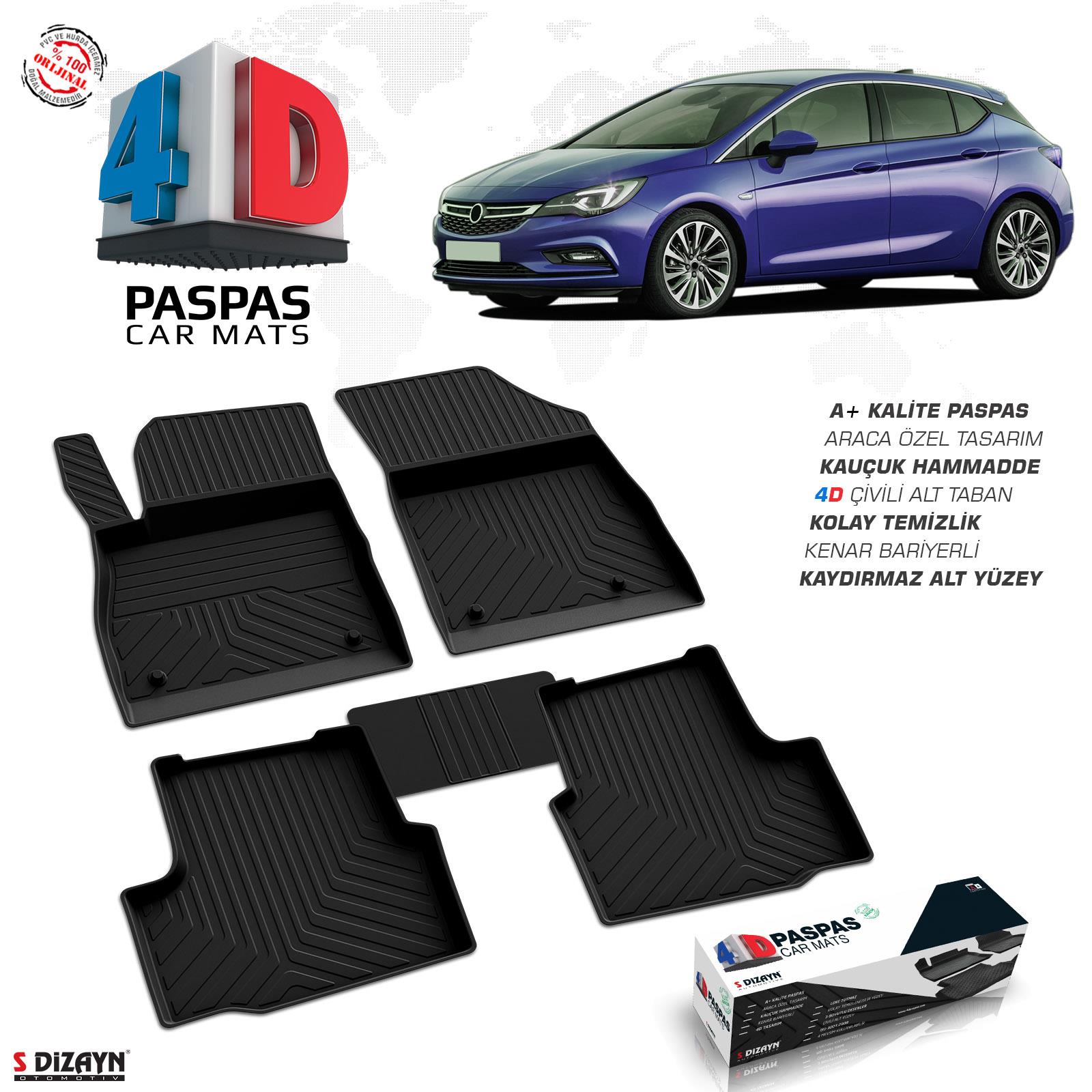 S-Dizayn Opel Astra K 4D Havuzlu Paspas 2015-2022 A+Kalite