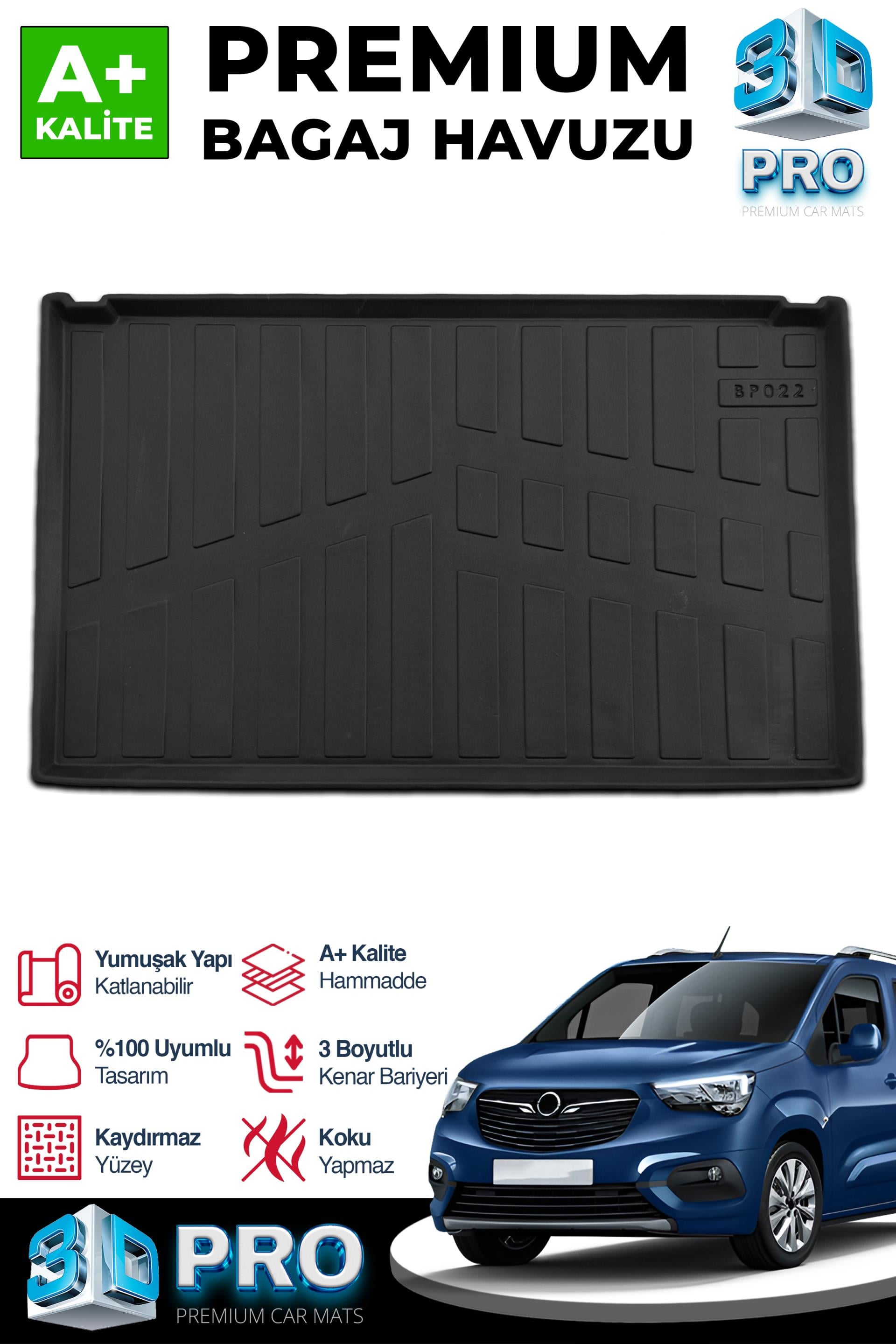 S-Dizayn Opel Combo Seperatörlü 3D Pro Bagaj Havuzu 2019 Üzeri A+ Kalite