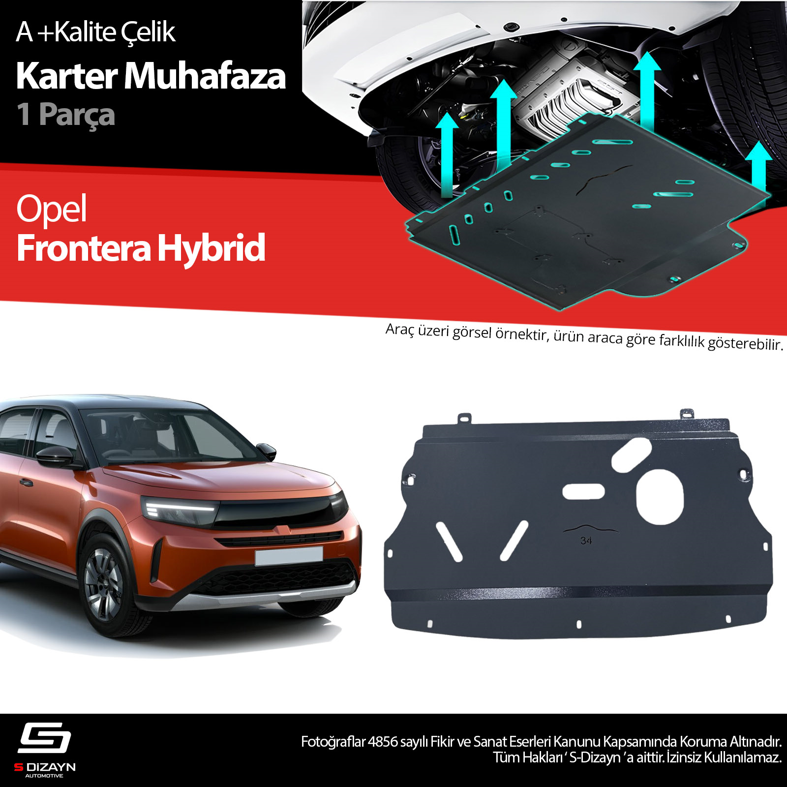 S-Dizayn Opel Frontera Çelik Karter Muhafaza Koruma 2024 Üzeri A+ Kalite