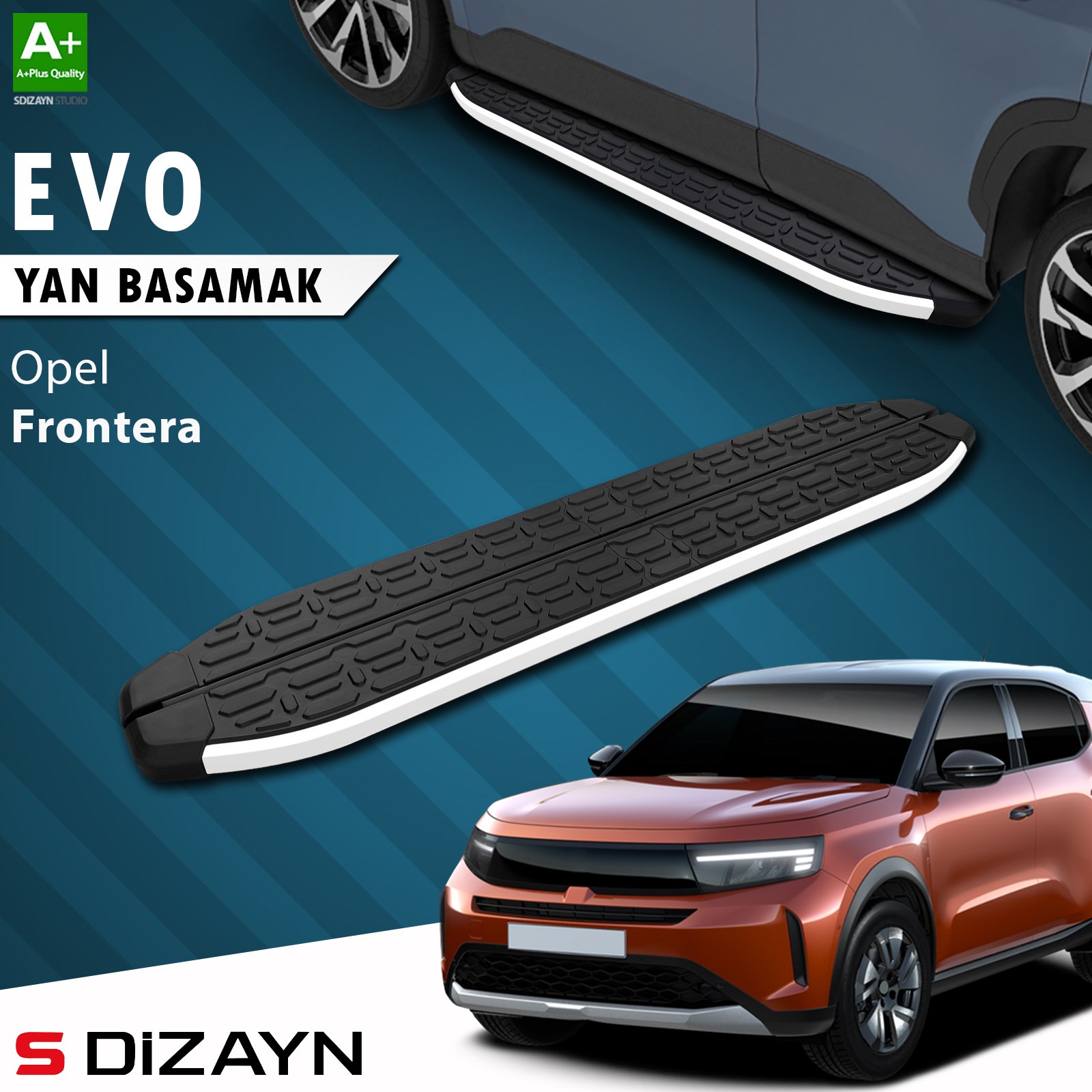 S-Dizayn Opel Frontera Evo Aluminyum Yan Basamak 183 Cm 2024 Üzeri A+ Kalite