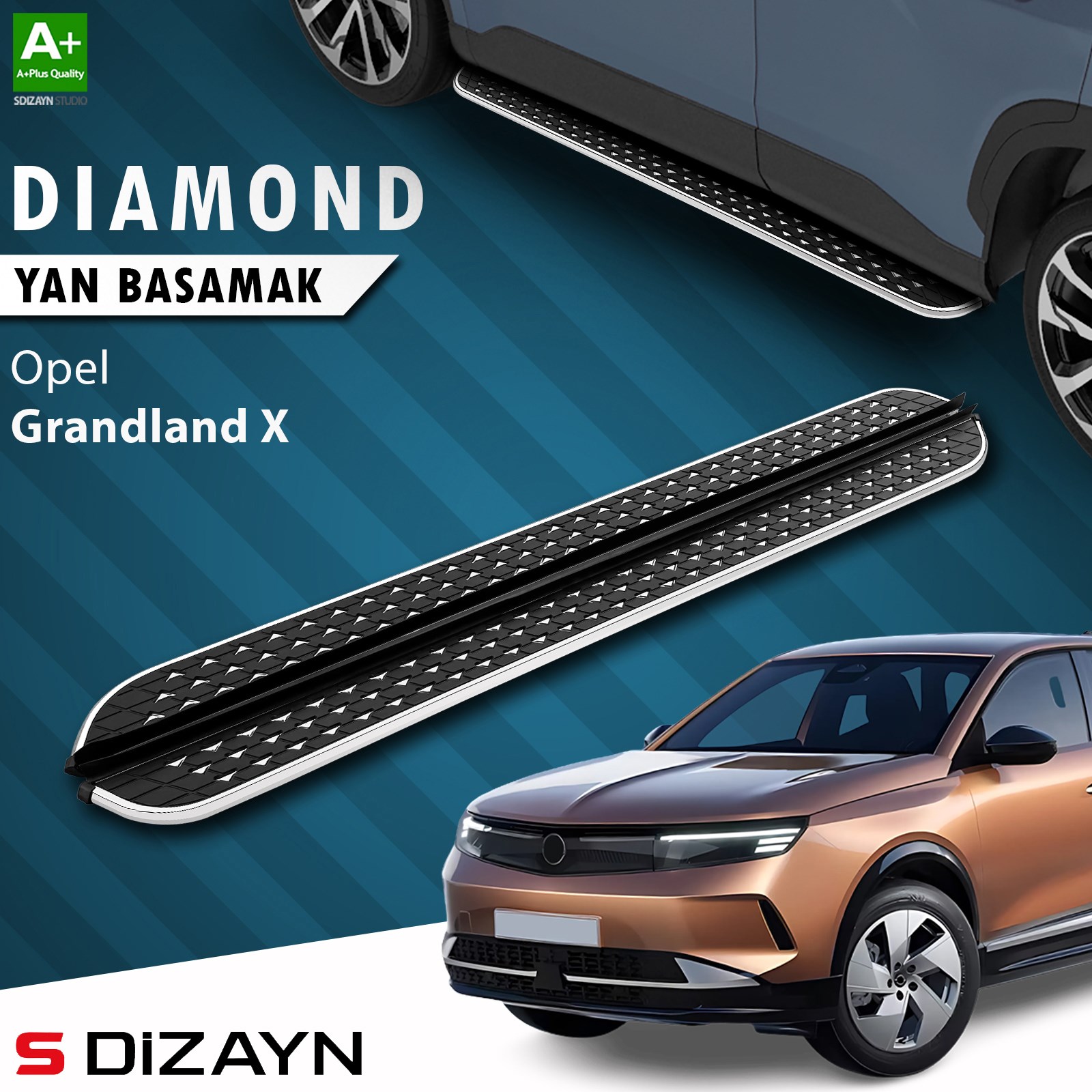 S-Dizayn Opel Grandland 2 Diamond Krom Yan Basamak 193 Cm 2024 Üzeri A+ Kalite