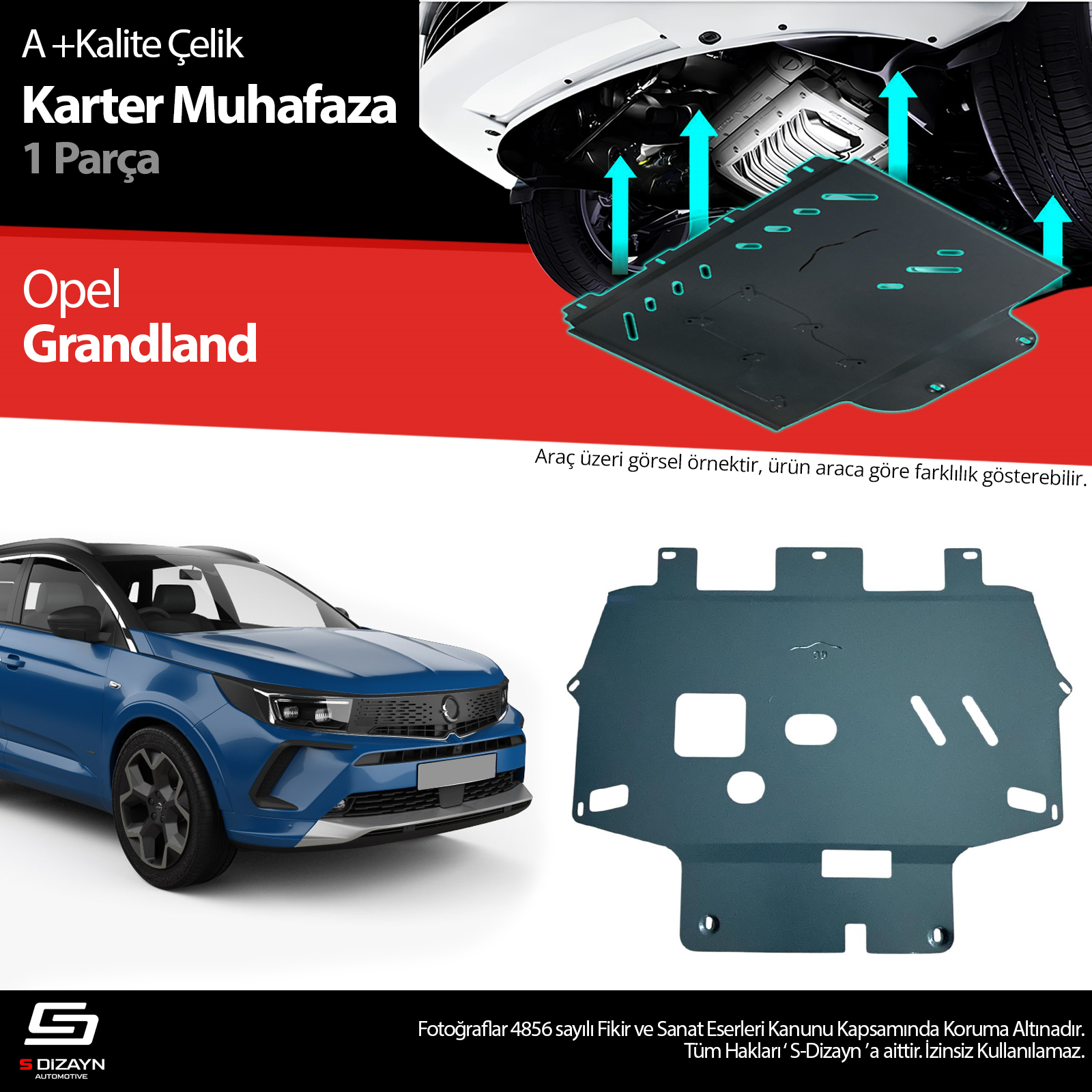 S-Dizayn Opel Grandland Çelik Karter Muhafaza Koruma 2024 Üzeri A+ Kalite
