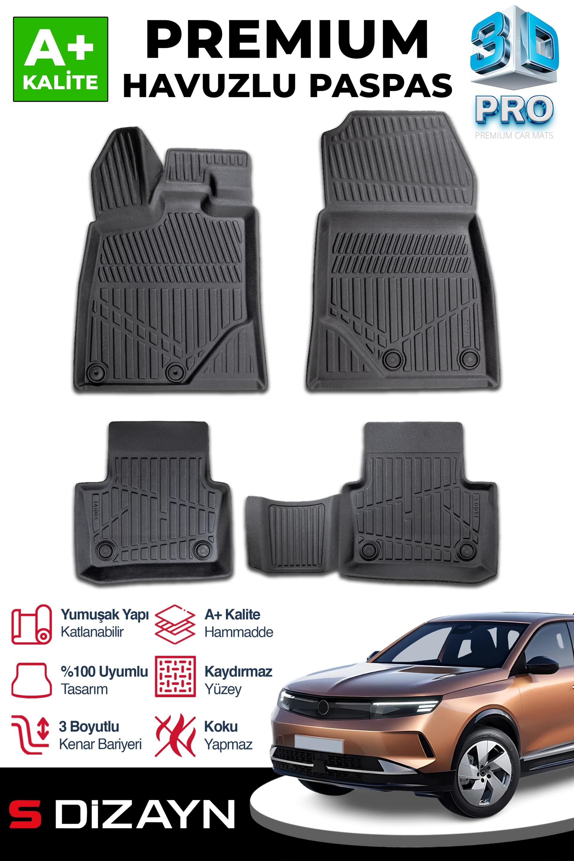 S-Dizayn Opel Grandland X Hybrid 3D Pro Havuzlu Paspas 2025 Üzeri A+ Kalite