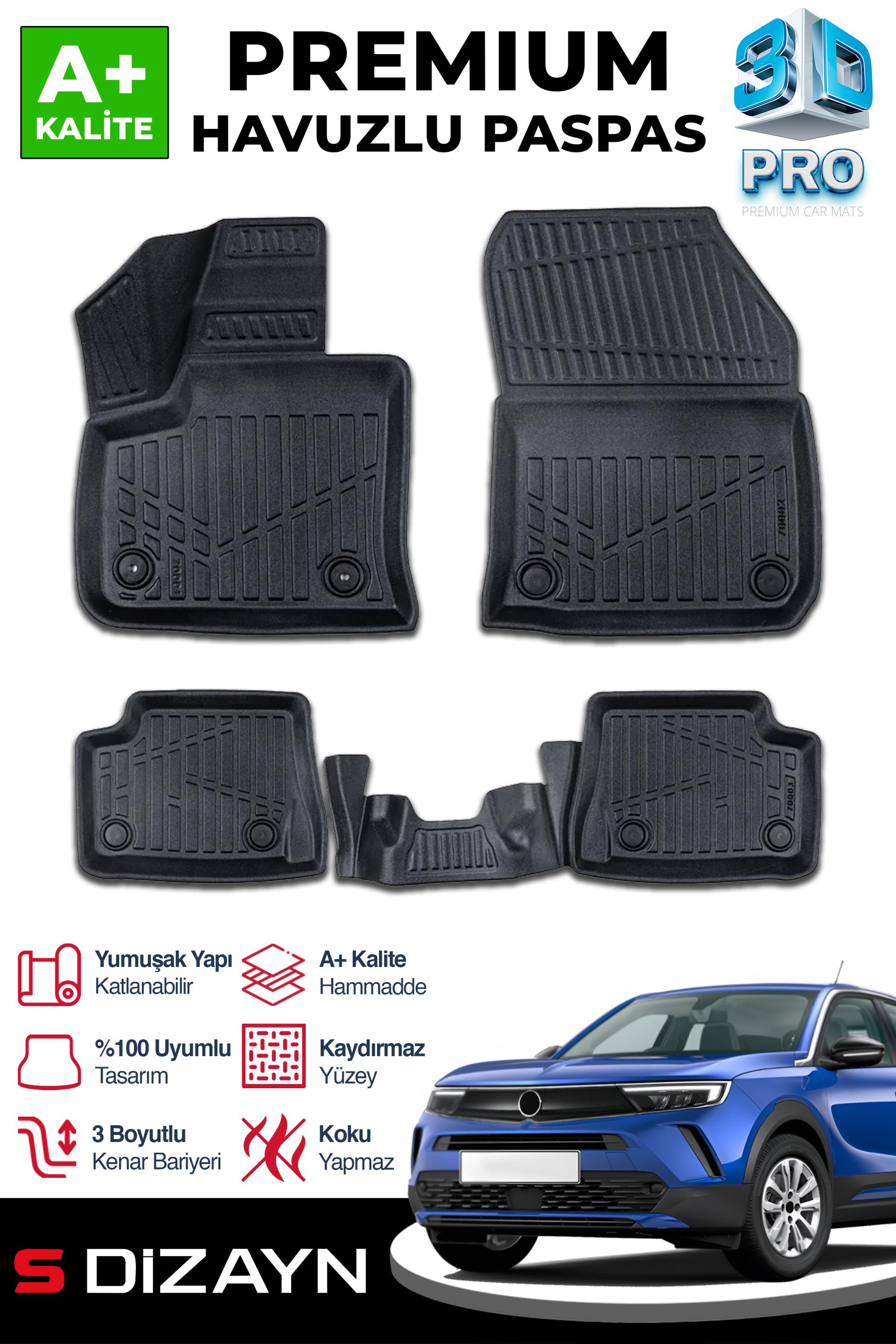 S-Dizayn Opel Mokka Elektrikli 3D Pro Havuzlu Paspas 2021 Üzeri A+ Kalite